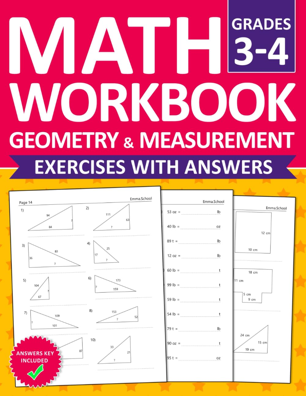 Geometry & Measurement Workbook for Grades 3 & 4: Geometry & Measurement Math Practice Exercises with Calculating Sides and ... & Measurement Worksheet for Ages 8 & 10 image number 1