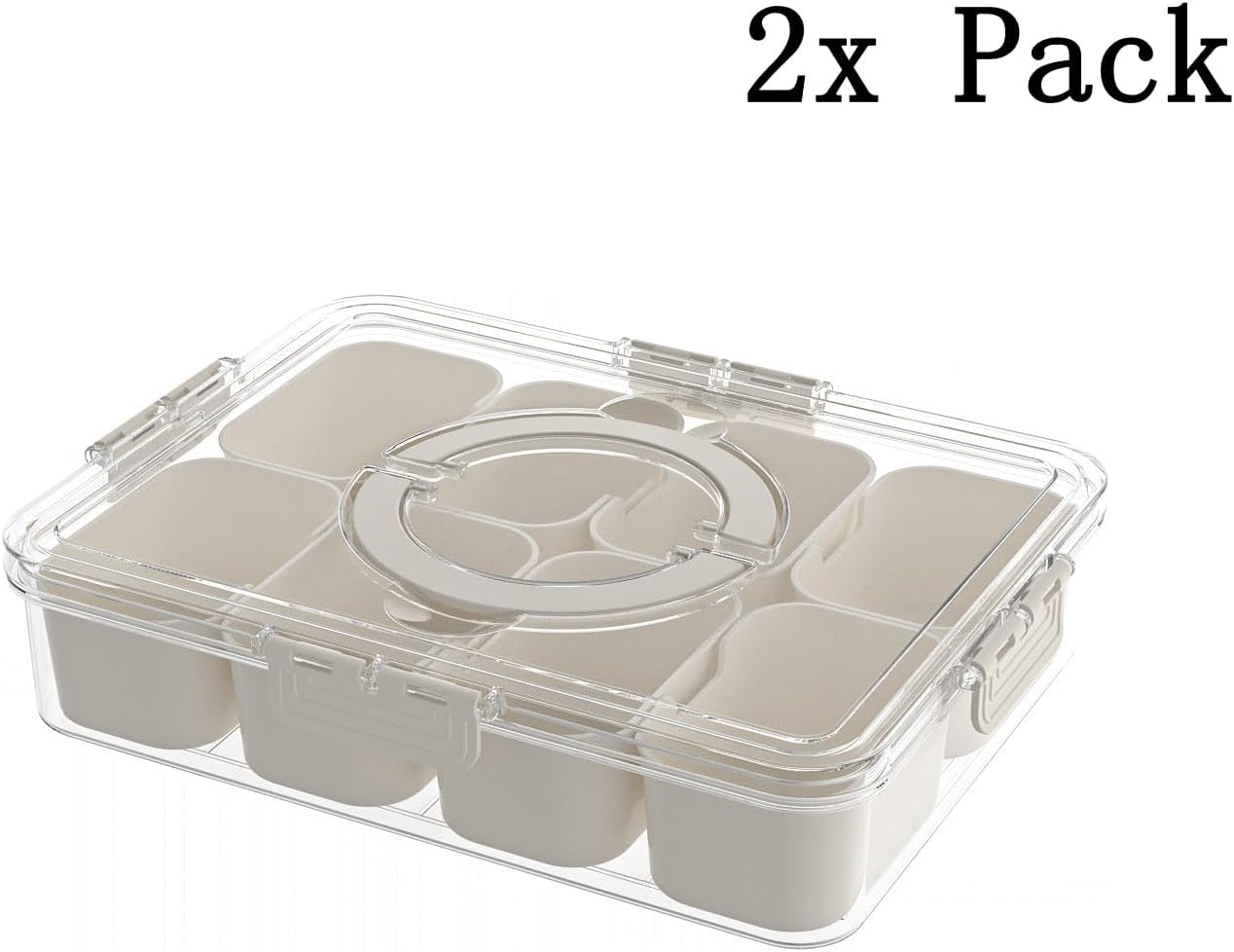 8-Grids Condiment Box, Set of Seasoning Box with Lids and Spoons for Kitchen/Refrigerator, Pepper Spice Salt Sugar Storage Container (2-Pack) image number 3