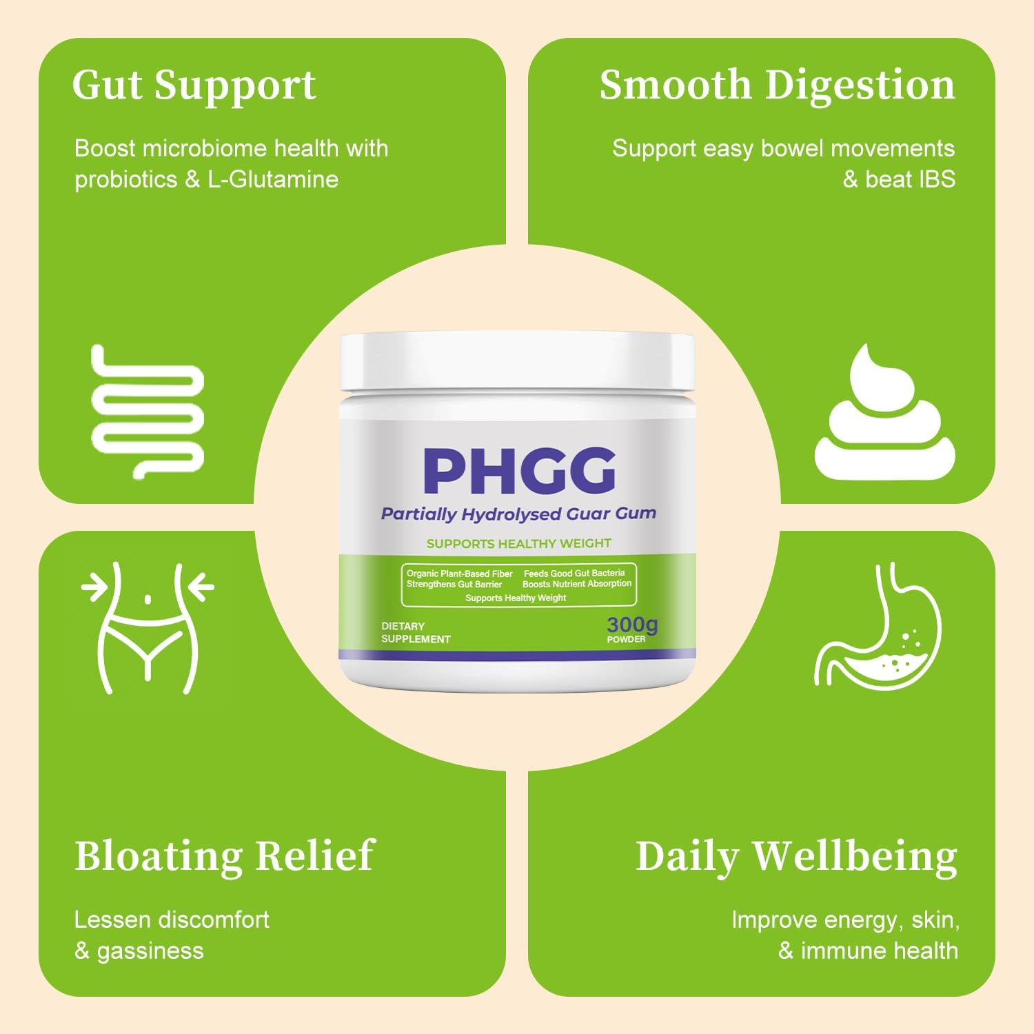 Organic PHGG Prebiotic Powder | Gut Health & Cholesterol Support &ndash; Unflavored Soluble Fiber image number 4