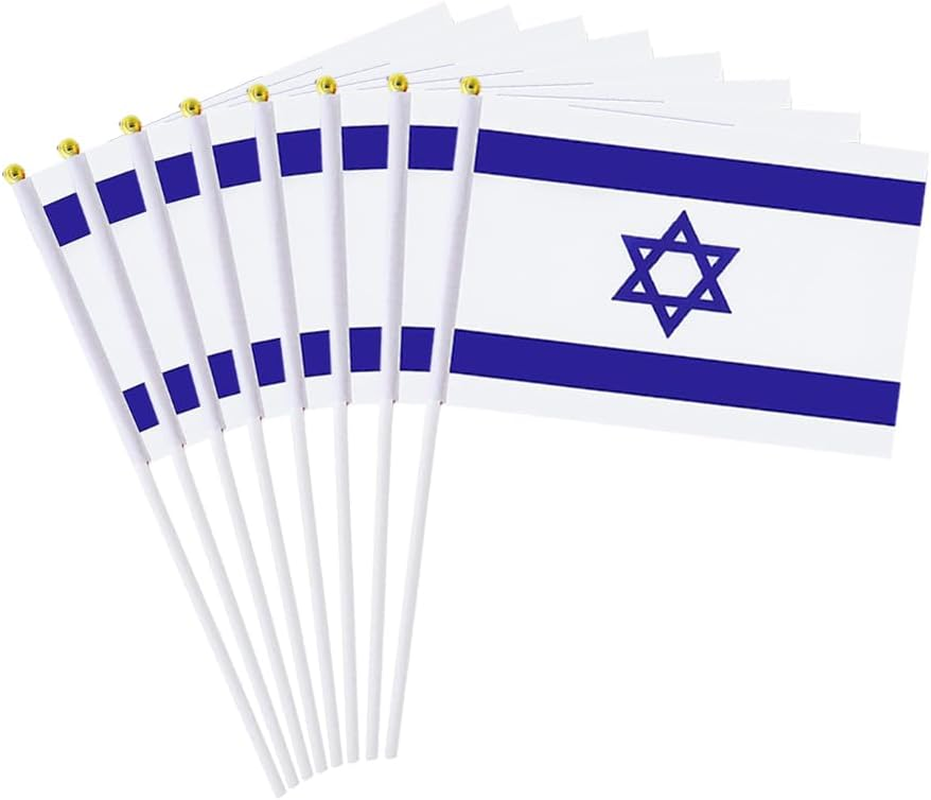 20 Pack Small Israel Flags on Stick Mini Handheld Israeli Flag for Parades, Independence Day and Patriotic Events 5X8 Inch Durable Weather-Resistant Flags with 12 Inch Sticks(Israel) image number 6