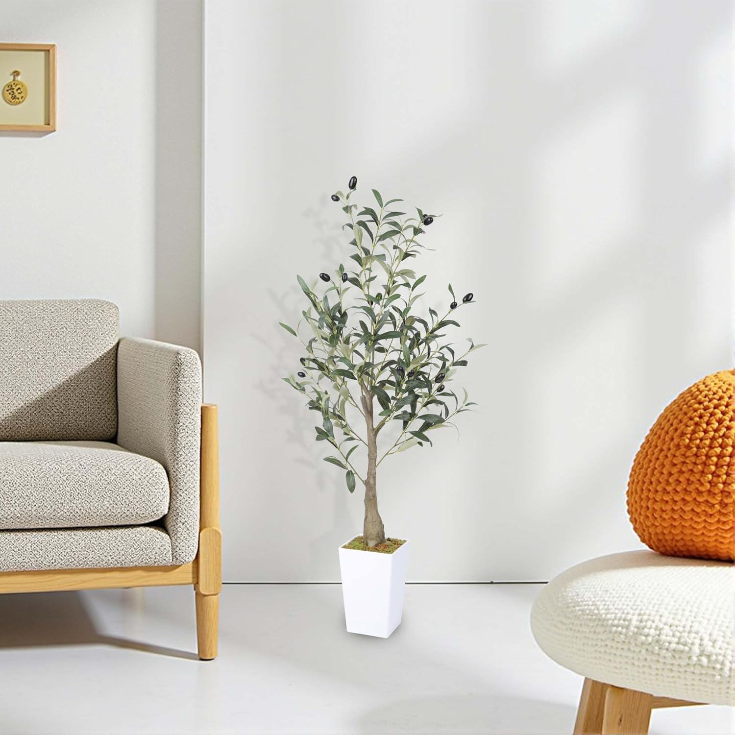 Artificial Olive Tree 95Cm/36Inche Faux Olive Tree Fake Olive Branch and Lifelike Fruits Potted Plants for Indoor Outdoor Home Offices Store Decor image number 3