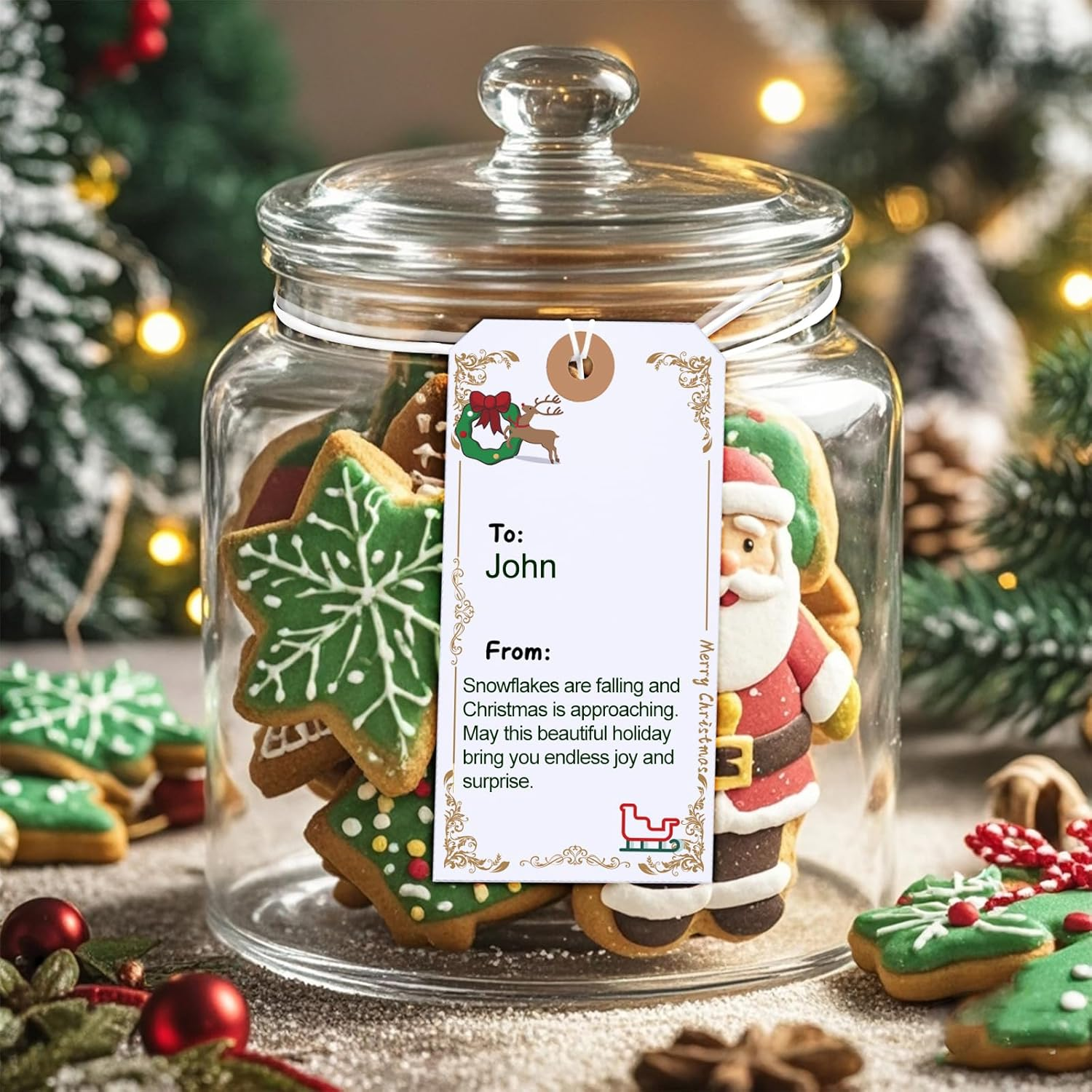 Liatinbo Gift Tags with Elastic String,Blank Shipping Tags Large Marking Gift Bags Tags Writable Price Tags Inventory Tags (Christmas Color, 120 Count (Pack of 120)) image number 4