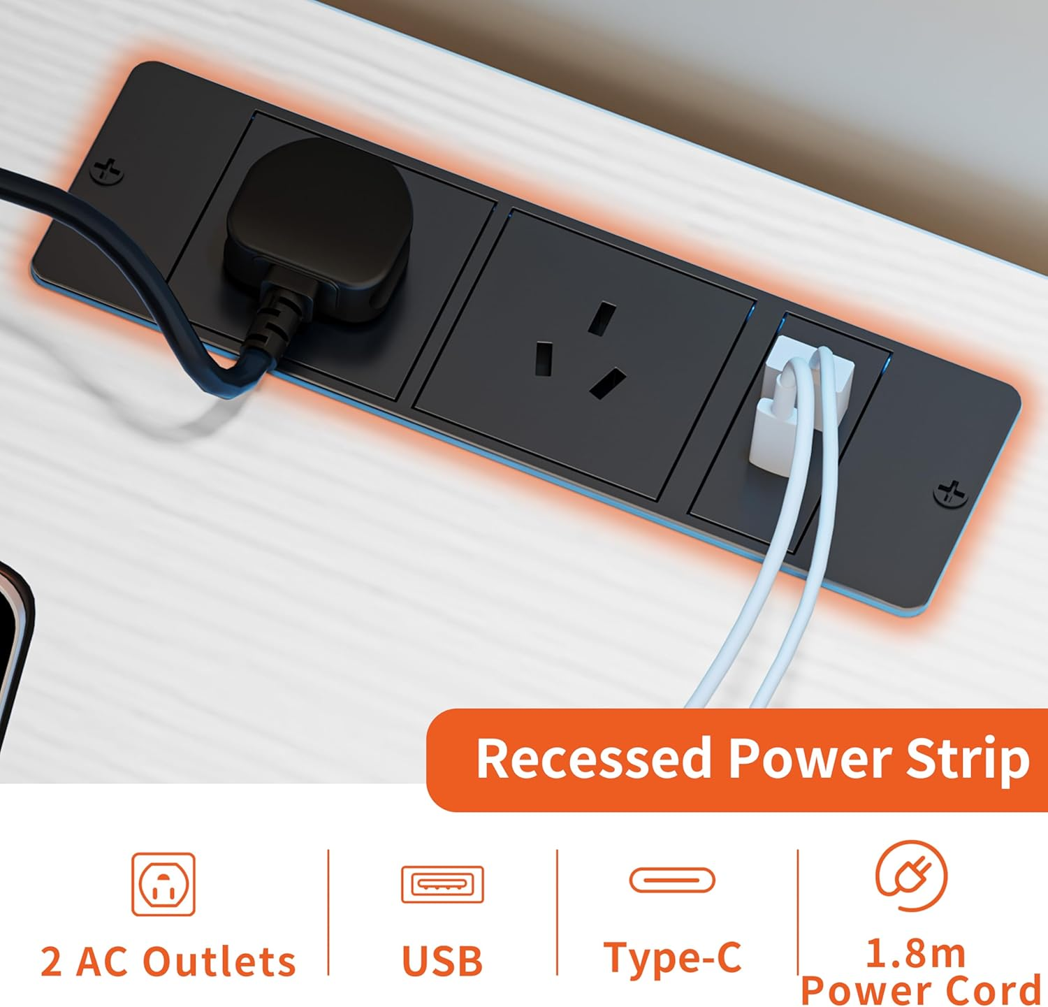 JOISCOPE Height Adjustable Electric Standing Desk with Power Outlet, 55-Inch Computer Desk for Home and Office, White image number 4