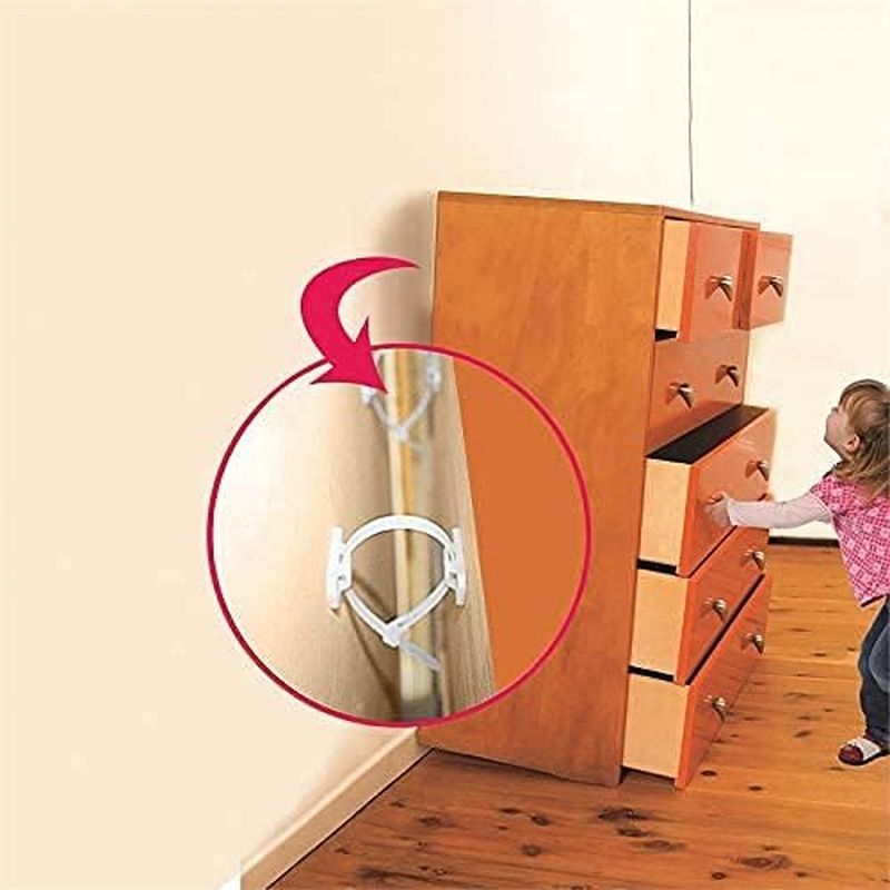 Furniture Straps (12 Pack) Furniture Anchors for Baby Safety Proofing, Wall Anchors anti Tip Kit Easy Installation for Firmly Fixing, Adjustable Earthquake-Resistant Child Safety Straps image number 1