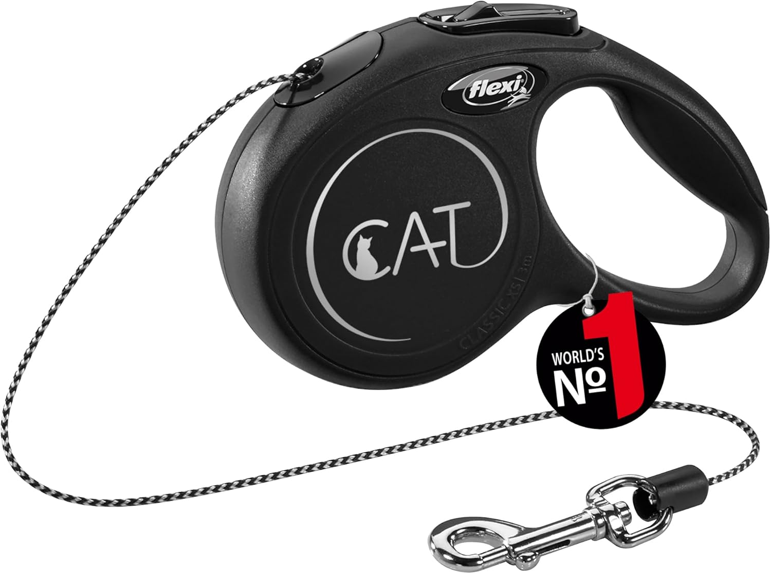 Flexi Classic Retractable Cat Cord Lead Black Extra Small 3 Metres image number 2