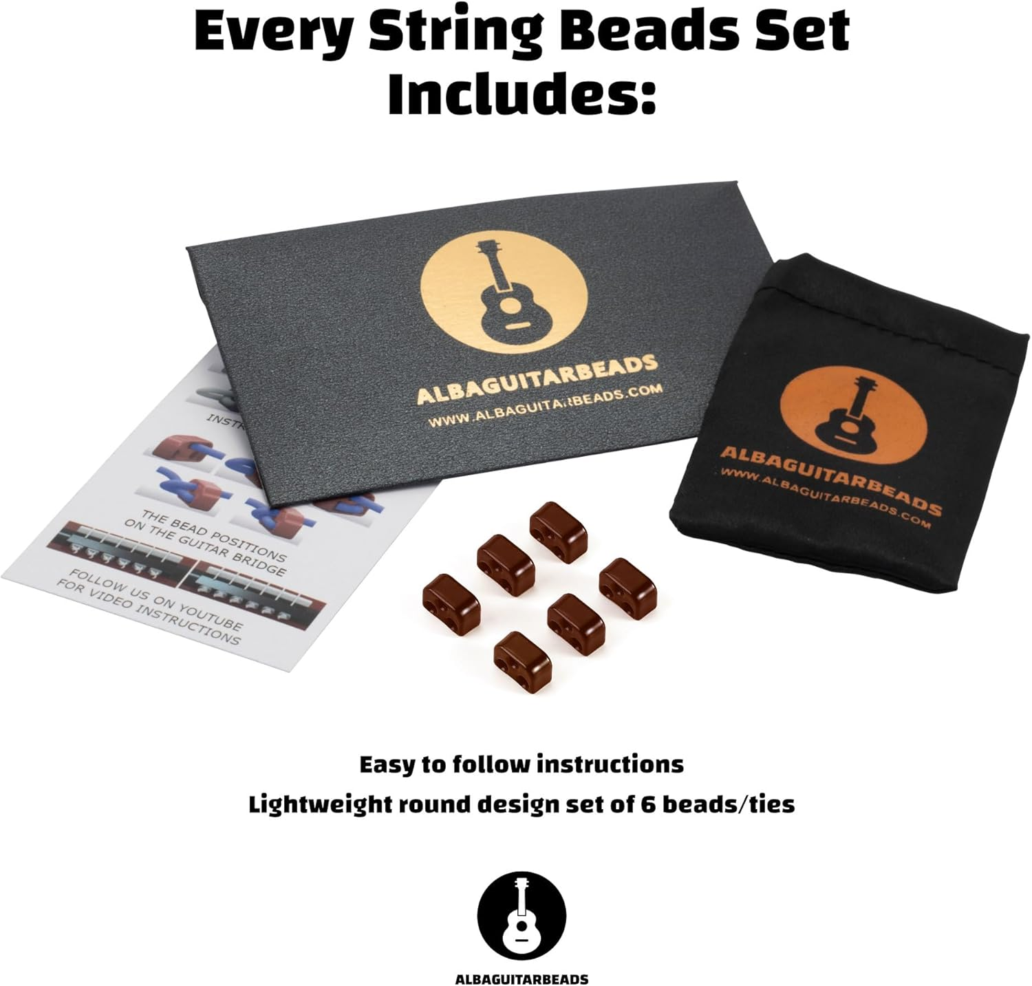 Classical Guitar Beads in Brown Gloss for Acoustic Guitar Flamenco Guitar with Nylon Strings