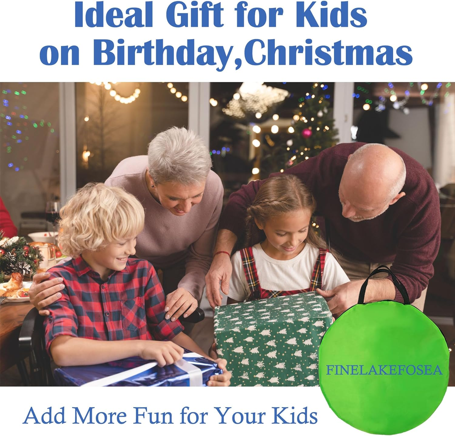 Soccer Goals for Backyard - 4'X 3' FINELAKEFOSEA Portable Soccer Goal Set Training Equipment with Carry Bag, Pop up Toddler Soccer Net for Kids Gift Games, Sports, Outdoor & Indoor Play Green/Blue image number 1