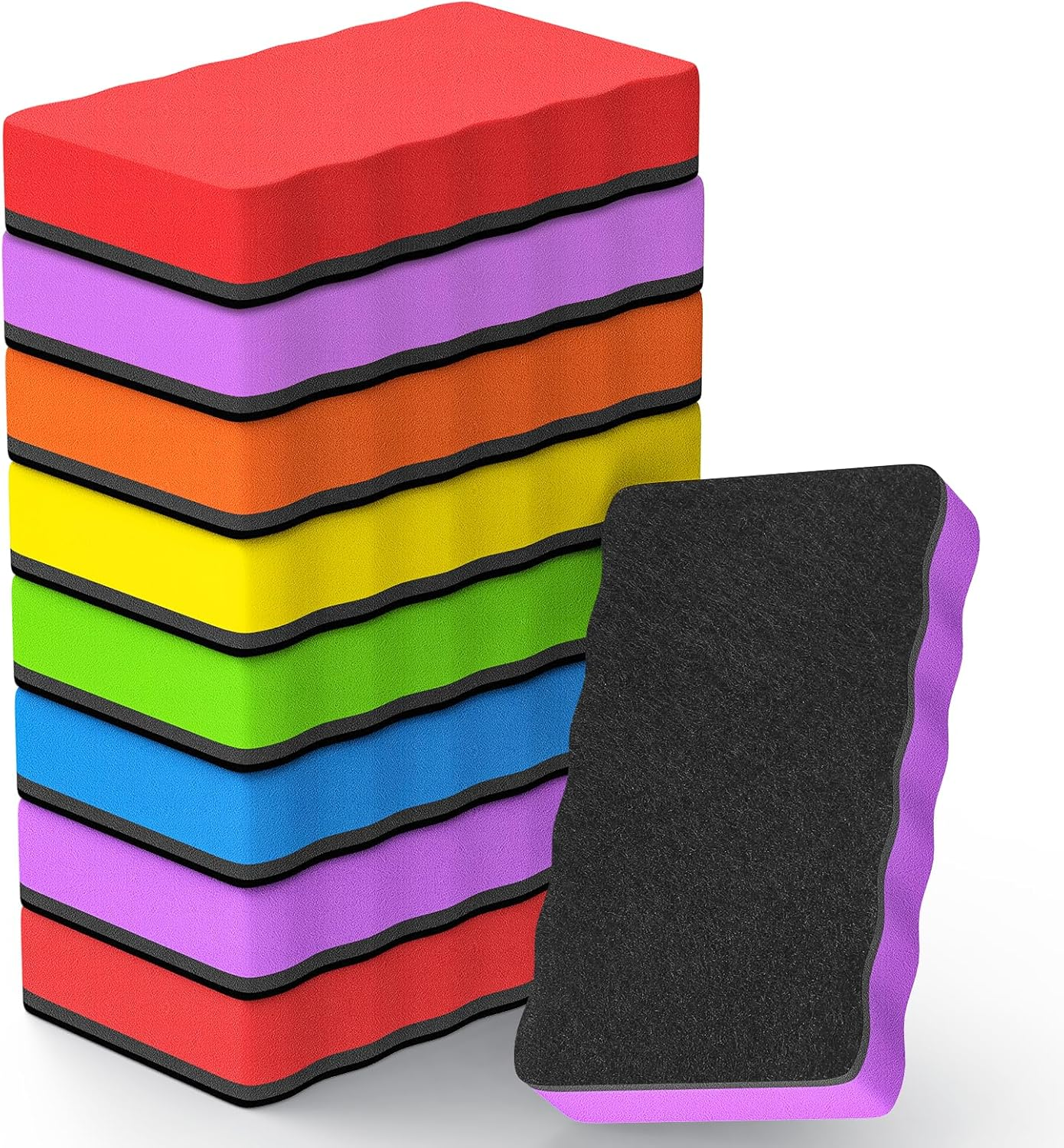 Maxgear Whiteboard Erasers, 8 Pack Magnetic Dry Erase Erasers for Classroom, Whiteboard Cleaning Pad, Chalkboard Wiper Teacher Supplies for School, Office, Home （6 Vibrant Color Set, 4 X 2 X 0.6 Inch image number 3