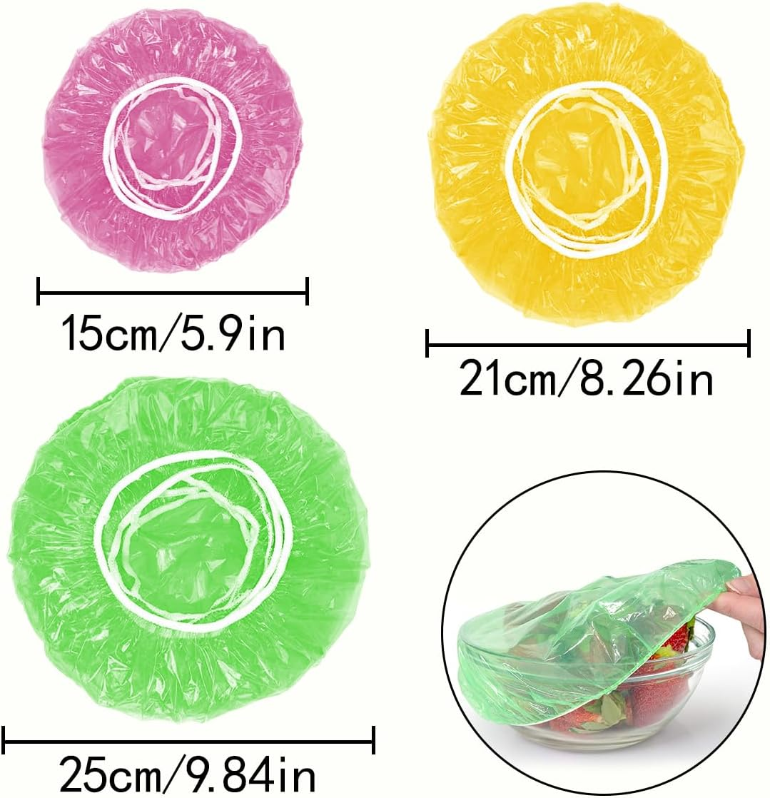 Food Storage Plastic Bowl Covers, 60 Pcs Reusable Colorful Elastic Food Covers for Kitchen, Outdoor Picnic (3 Sizes) image number 1