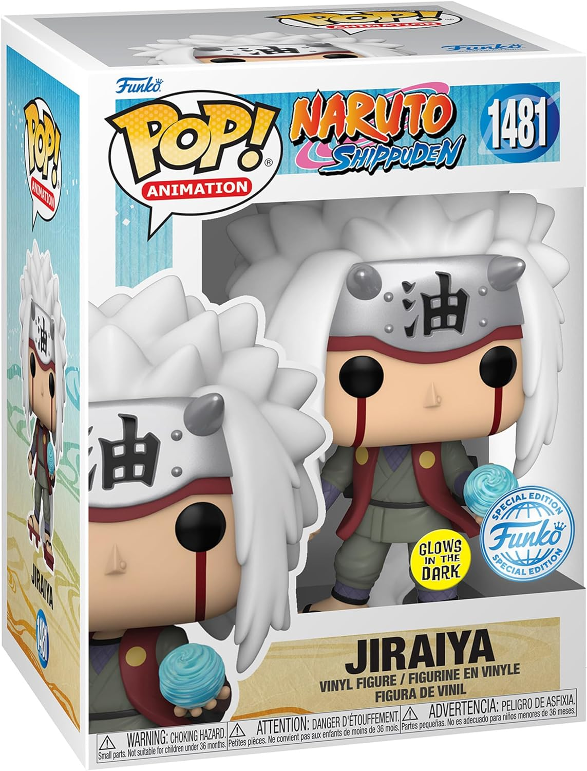 Funko Pop Animation: Naruto Shippuden - Jiraiya with Rasengan - Special Edition Multicolor Glow Exclusive #1481