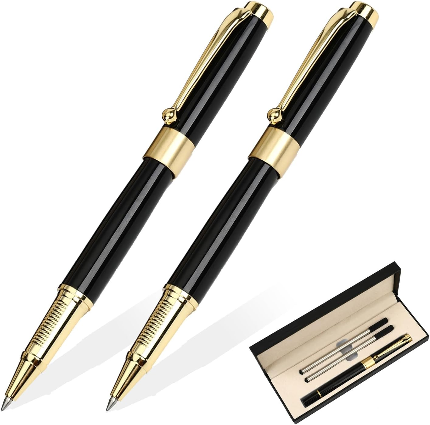 YIVONKA Ballpoint Pen Black Refill,Luxury Ballpoint Line Width 0.5Mm,Best Ball Pen Gift Set for Men & Women Professional Executive,Office,Nice Ballpens Classy Gift Box (Gold)