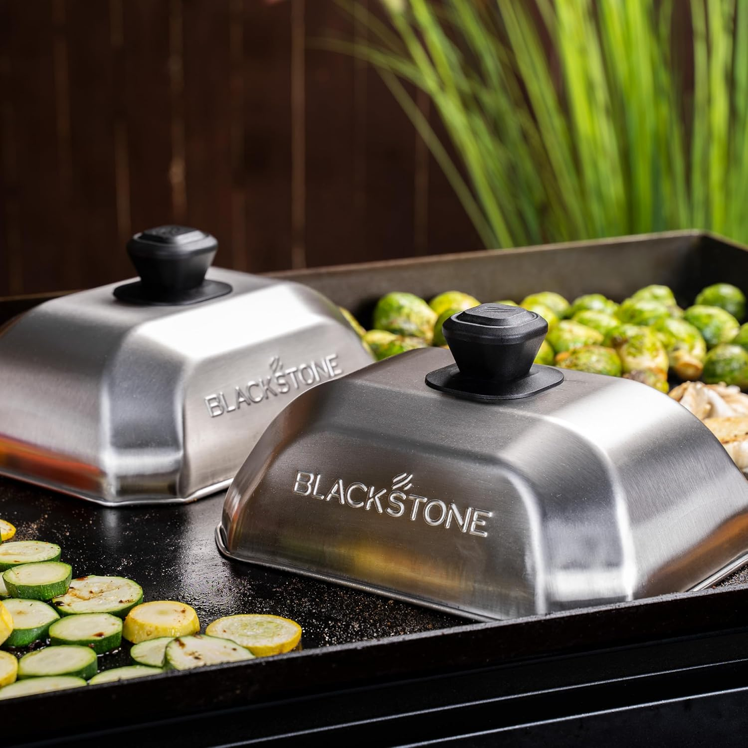 Blackstone 5207 Rectangle Basting Cover Small 2-Pack Griddle Accessories, Stainless Steel, Cheese Melting Dome and Steaming Cover, Best for Use on Flat Top Griddle Grill Cooking Indoor or Outdoor image number 4
