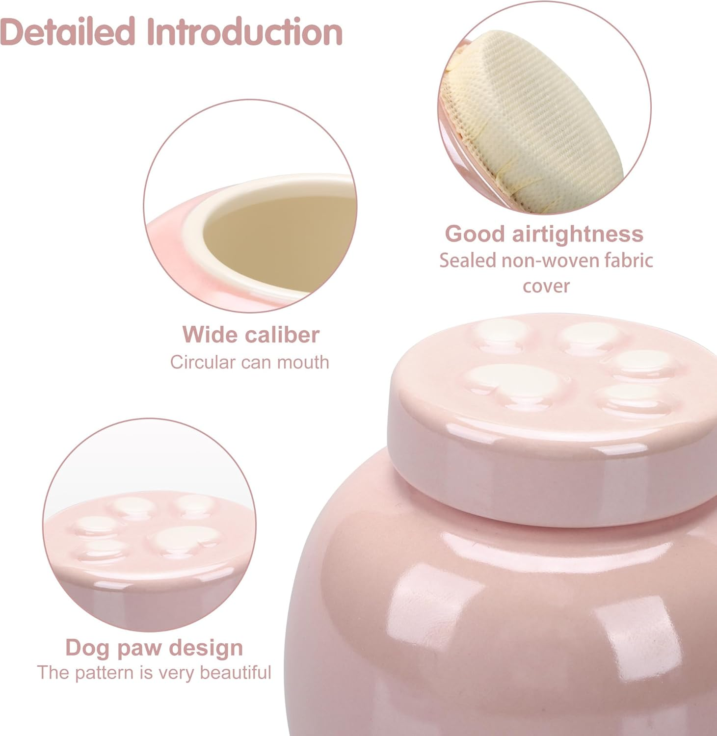 Cat Urn for Ashes, Small Pink Dog Keepsake for Small Animals, Memorial Urn for Pets up to 8 Lbs(Pink) image number 3