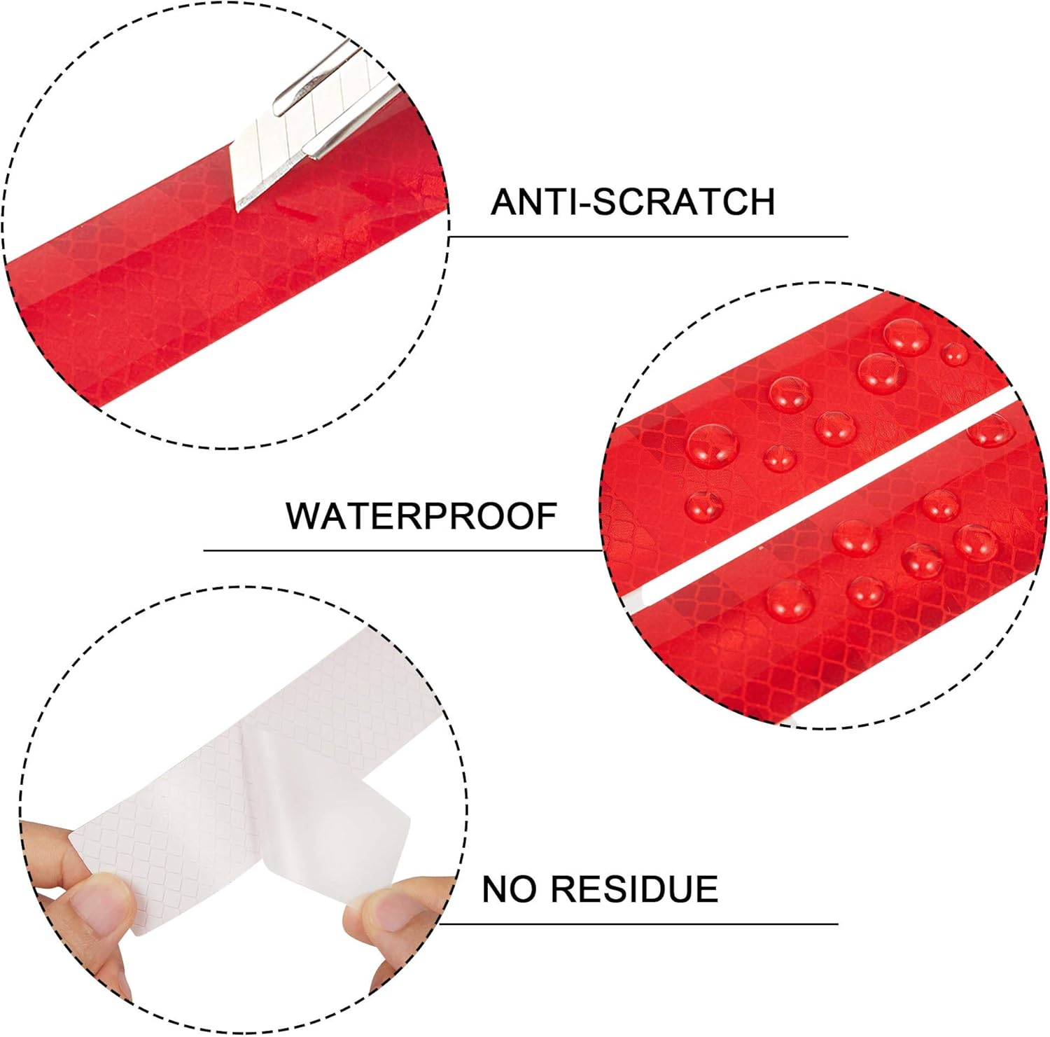 TOMALL 35.2'' Strong Reflective Stripe Stickers High-Intensity Night Visibility Reflective Decal Universal Safety Warning Diamond Grade Waterproof Self Adhesive for Car Trunk (Red) - Orange image number 4