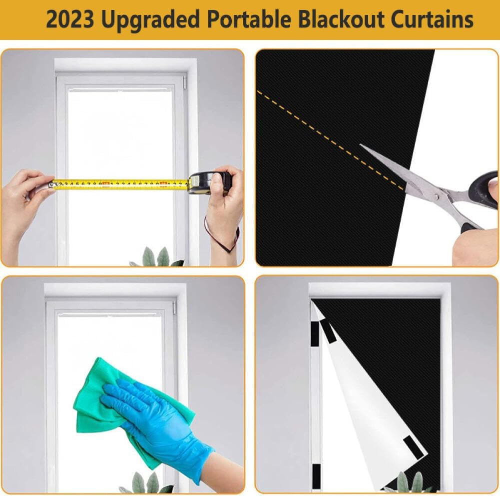 Portable Blackout Shades Blackout Blinds Curtains for Windows,100% Black Out Curtains with Hook and Loop Tapes,Window Film Window Cover for Bedroom,Baby Room,Tv Room,Cars (2 X 1.45M)