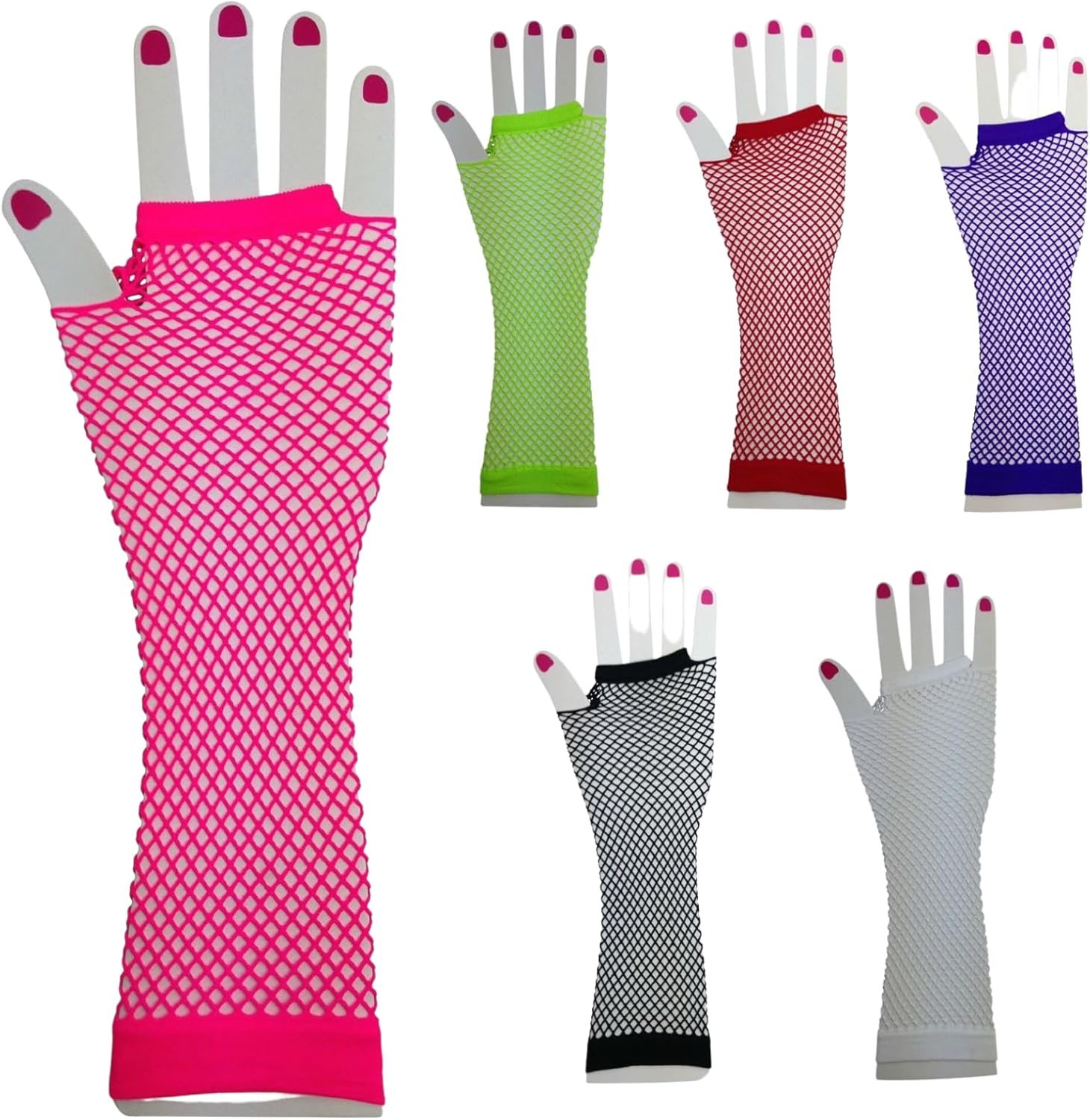 Women'S 70S 80S Elbow Length Fishnet Fingerless Gloves, Light Pink One Size image number 4