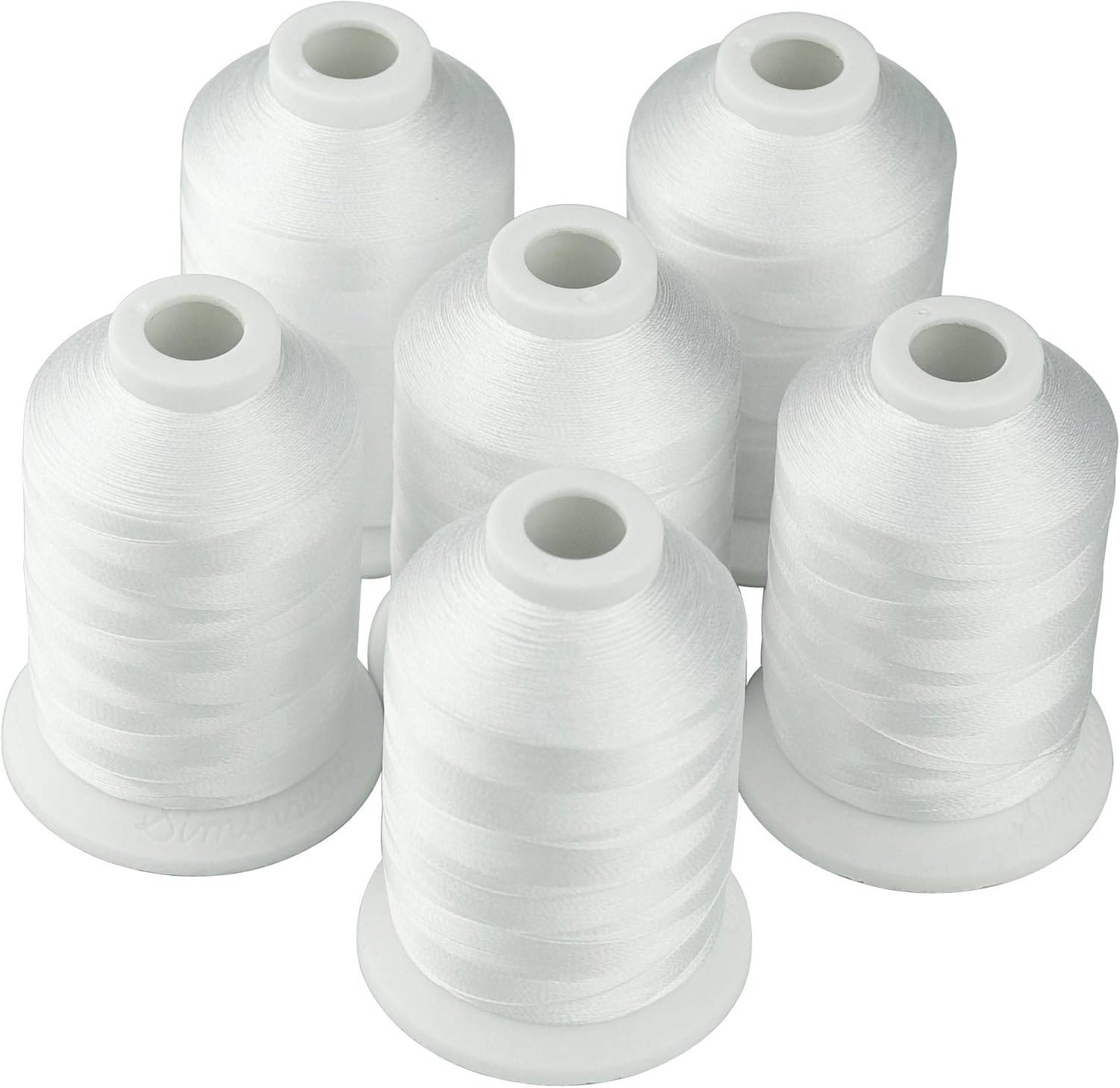 Simthread Polyester Embroidery Thread Black and White Colors for Embroidery and Sewing Machines (6 White)