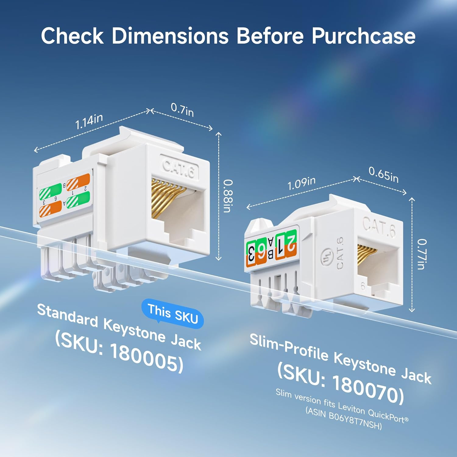 Cable Matters [UL Listed] 25-Pack 10Gbps Cat6 Keystone Jacks, RJ45 Keystone Jack, Ethernet Modular Jack in White with Punch-Down Stand for Patch Panel and Wall Plate image number 1