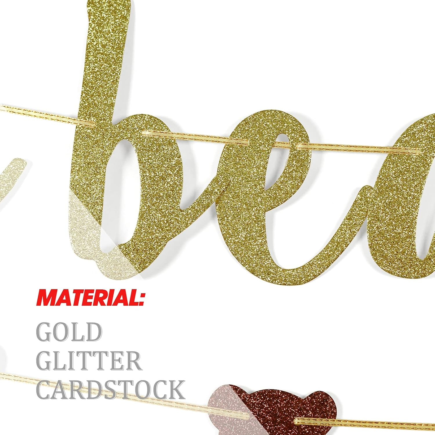 We Can Bearly Wait Glitter Banner, Baby Shower Decorations, Gender Reveal Party Supplies for Teddy Bear Theme Garland (Gold and Brown) image number 5