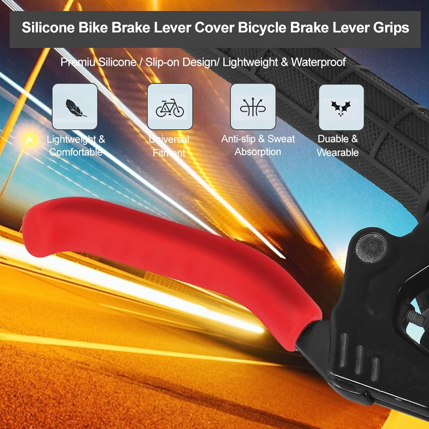Bikes Brake Lever Cover Silicone Grips, anti Slip Waterproofed Protector for Cycling Accessory image number 1