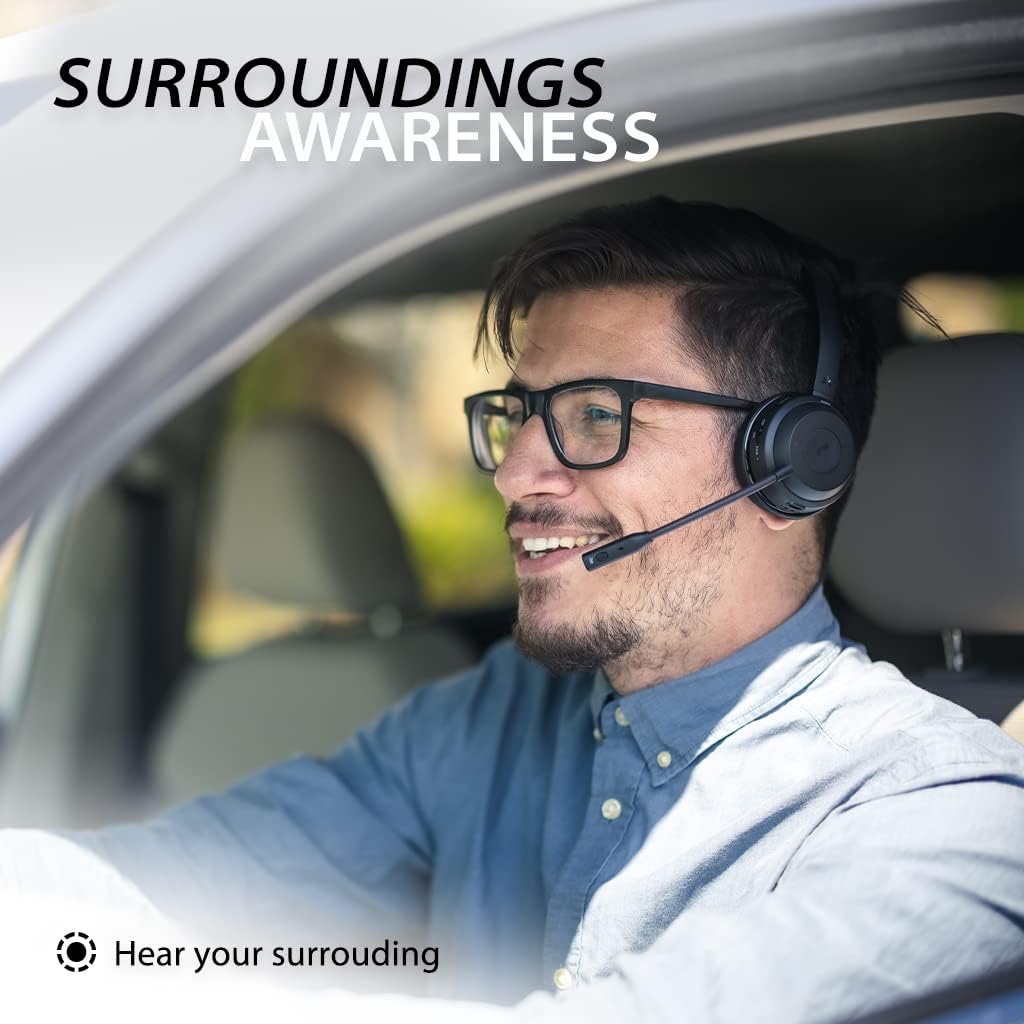 Avantalk Alto Solo - Wireless Headset with Microphone for Work, Headphones with Qualcomm Bluetooth Solution, CVC Noise-Canceling for PC, Computer & Laptop, Charging Stand, Mute Button, Wired Option image number 3