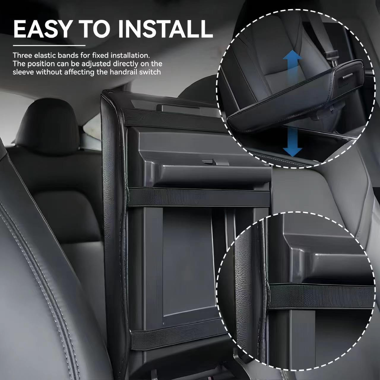 Armrest Cover Compatible for Tesla Model 3/Y Center Console Armrest Cover - Interior Accessories Leather Center Console Protector Pad for Model 3 2017-2024 or Model Y 2020-2024 (White)