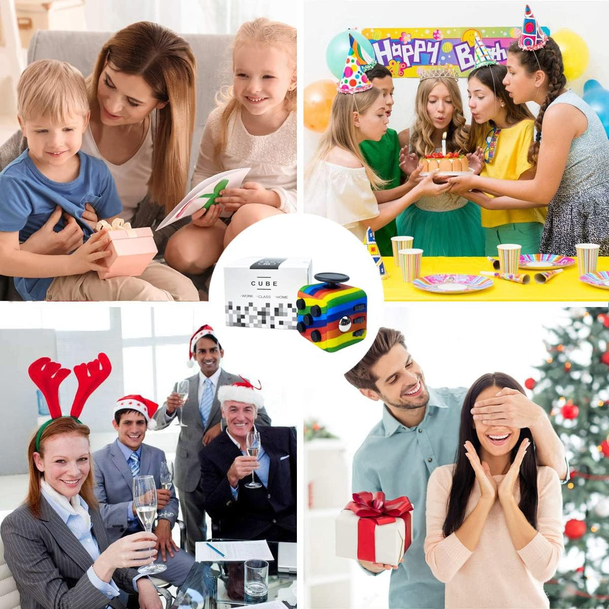 Rainbow Fidget Cube with 6 Sides Stress Relief Fiddle Toys Autism Sensory Fidget Toys for Adults and Kids image number 6