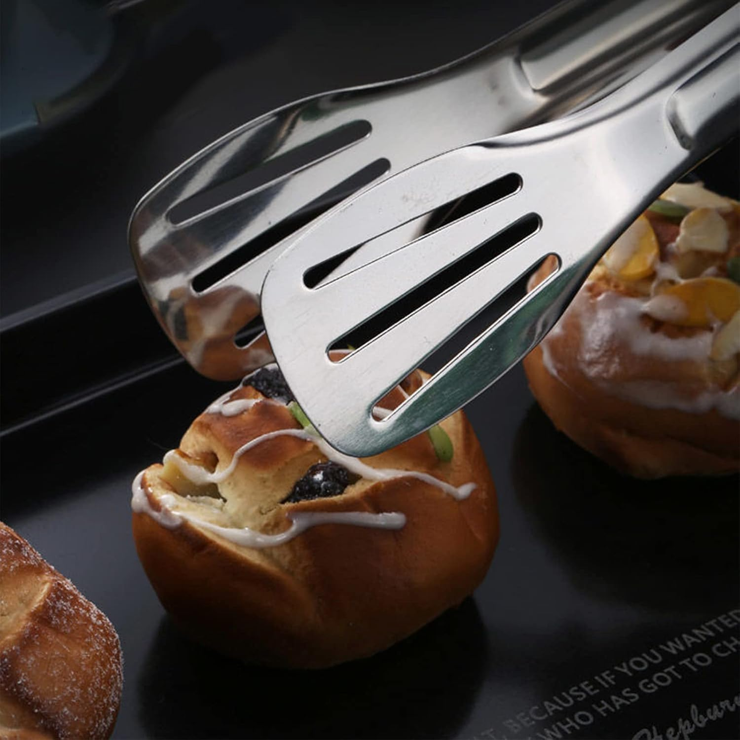 2 Pack Kitchen Tongs Stainless Steel Locking Cooking Barbecue Grilling Food Tongs Kitchen Clamps Sturdy High Resistant Heat Tongs (2PC (7Inch and 12Inch)) image number 4