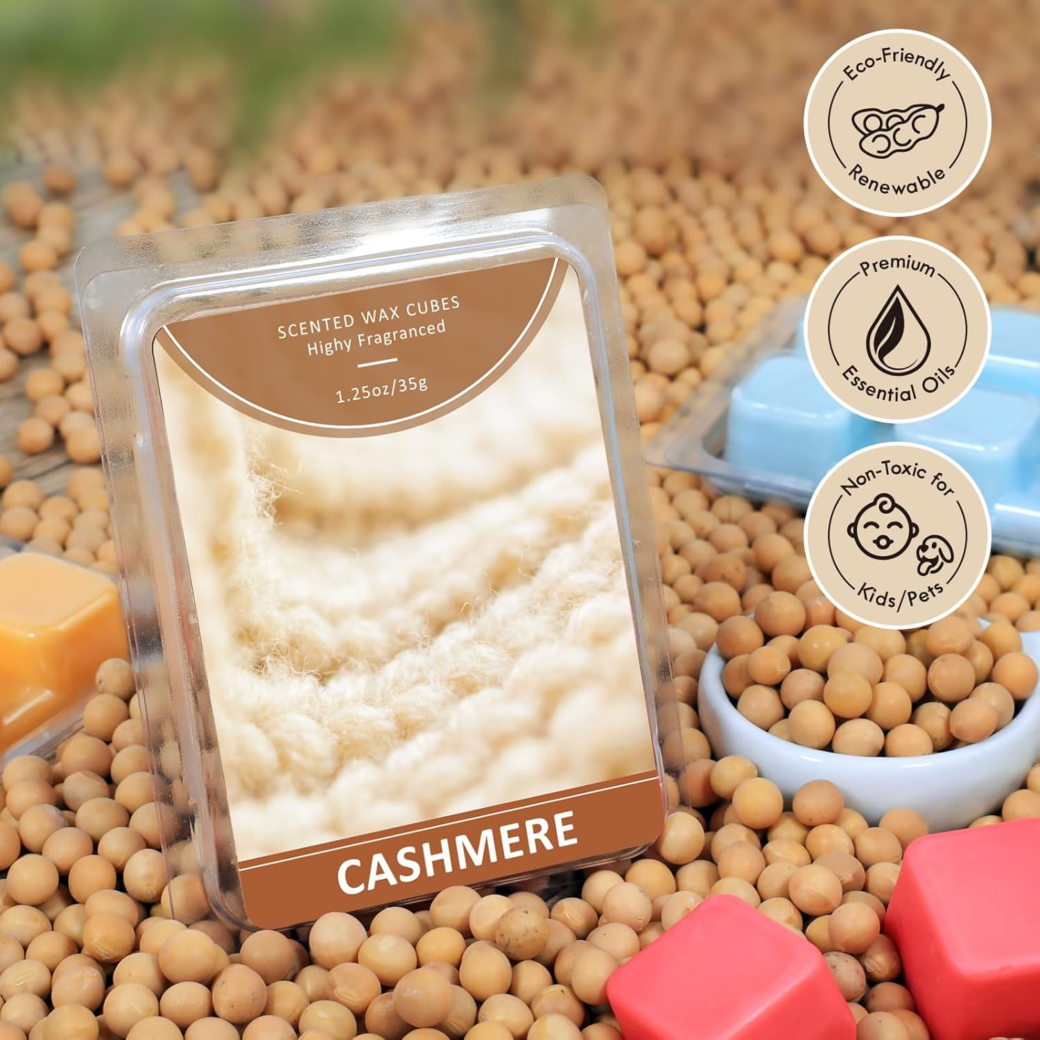 LA BELLEF&Eacute;E Wax Melts, Cashmere Scent Wax Cubes 4 Pack, Soy Wax for Candle Making,Wax Cubes, Christmas Decoration and Home Fragrance - Cinnamon Roll image number 6