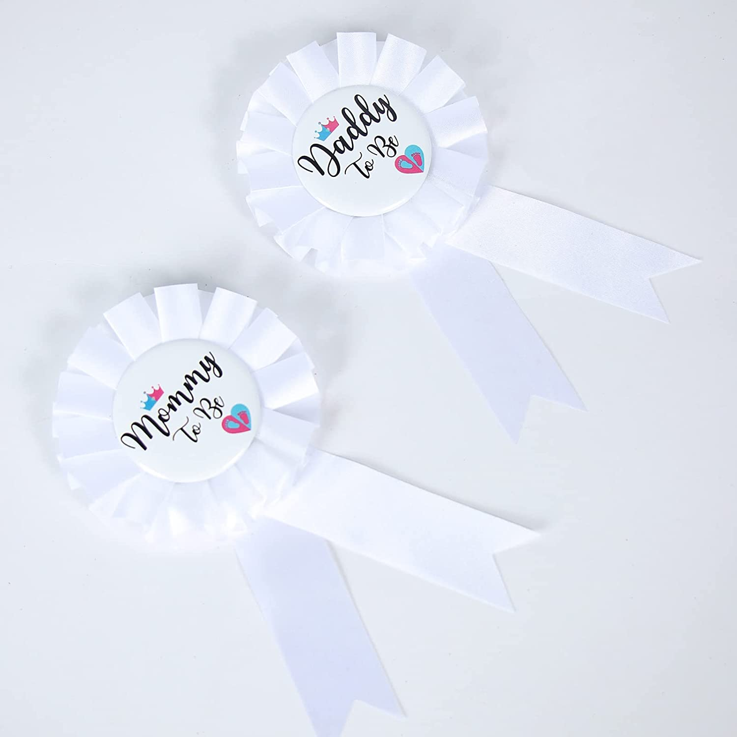 HAPPYLAND Gender Reveal Decorations Sash and Tinplate Badge Mommy to Be and Daddy to Be Baby Shower image number 2