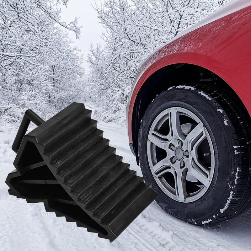 4PCS Heavy Duty Rubber Wheel Chocks with Handle, 15.5 * 9 * 9.8Cm, Solid Durable Tire Chock for Car, Travel Trailers, RV, Truck, and ATV image number 2