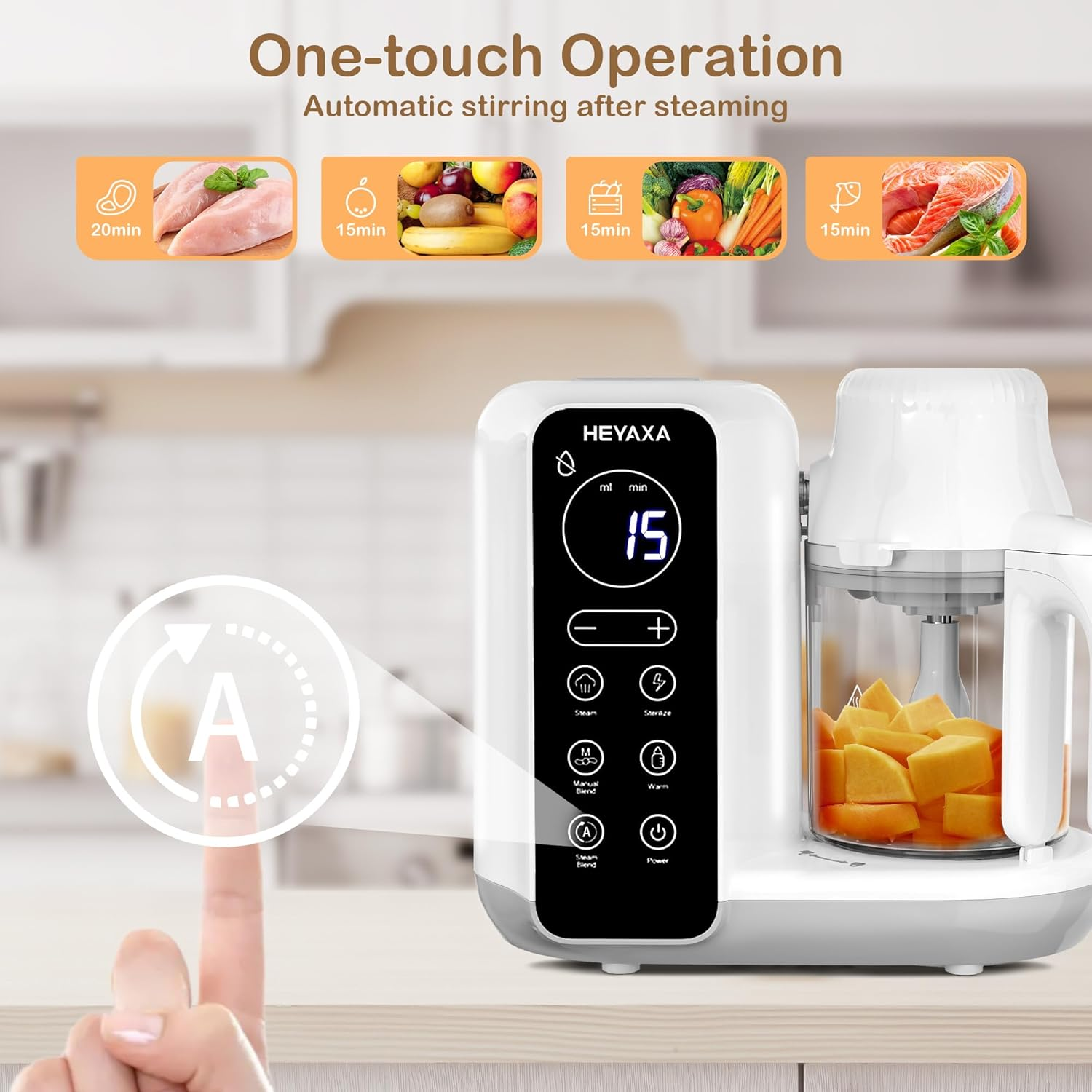 Baby Food Maker, Baby Food Processor with Automatic Cooking & Grinding, Food Steamer Puree Blender with Self-Cleaning Function, BPA Free (White) image number 6