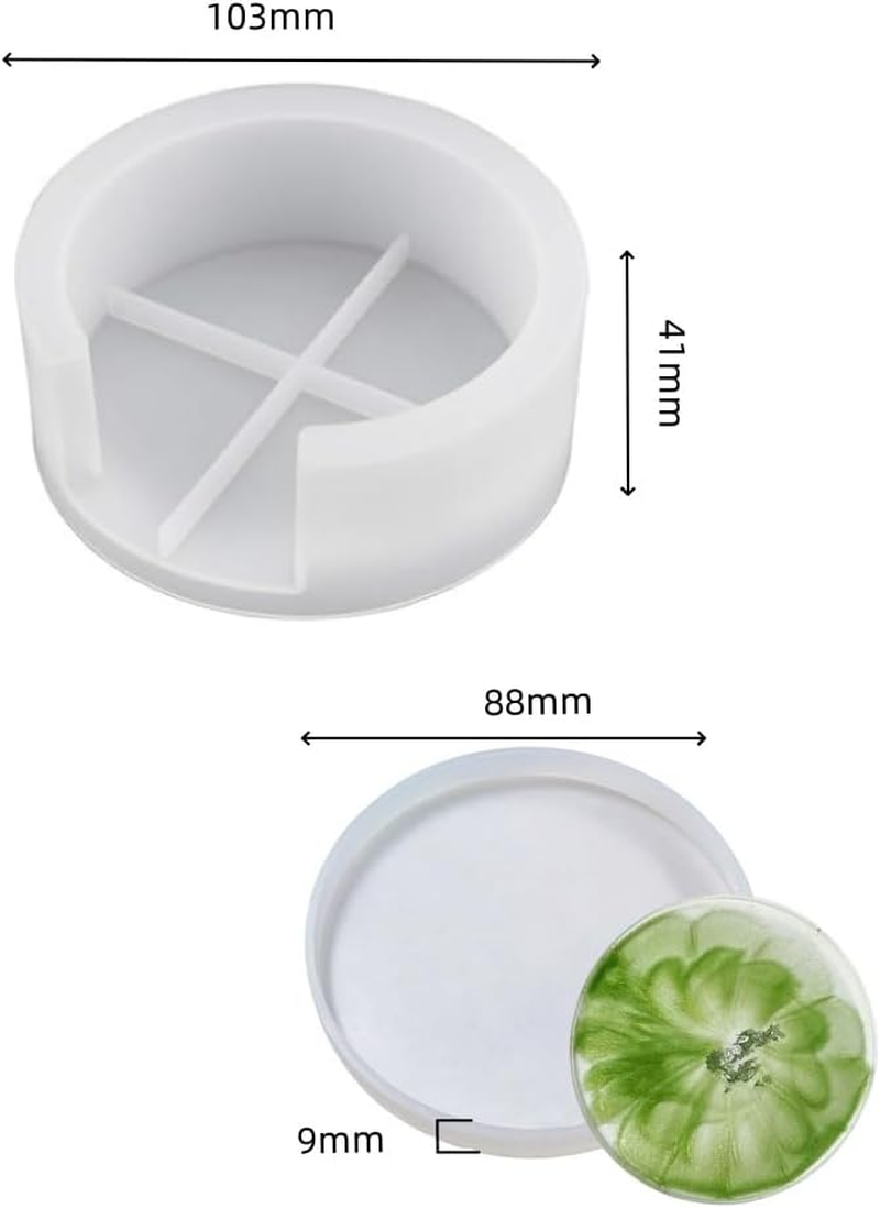 Coaster Resin Moulds, 6 Pack Silicone Coaster Mat Storage Holder Set,Silicone Coaster Storage Box Mould, Silicone Resin Molds, Epoxy Resin Moulds for Resin, Cups Mats, Home Decoration Resin Crafts