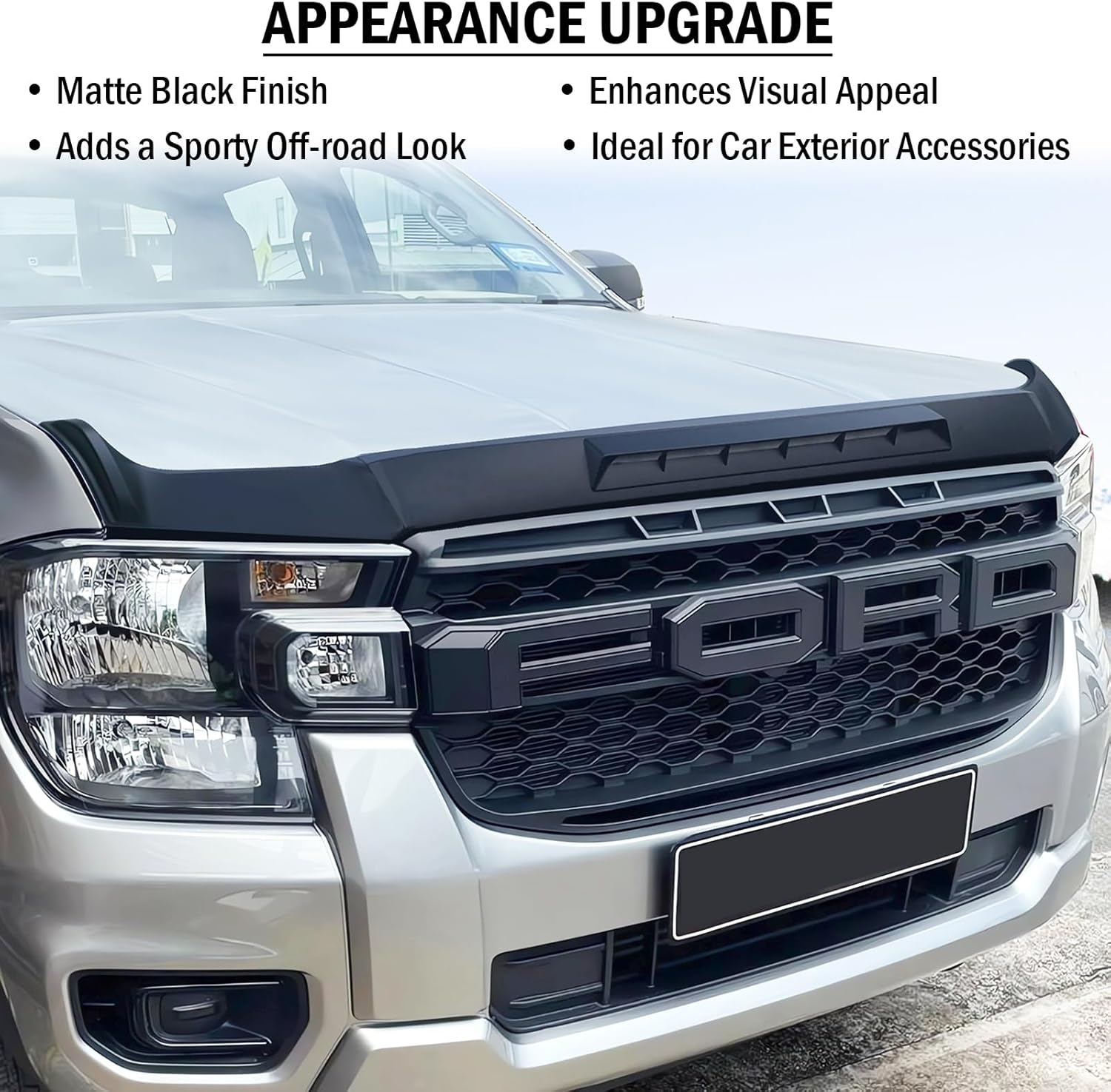 Bonnet Protector for Ford Ranger Next Gen 2022 2023 2024 2025 Accessories, Car Front Bonnet Guard Cover Trim Exterior Ute Accessories Matte Black image number 5