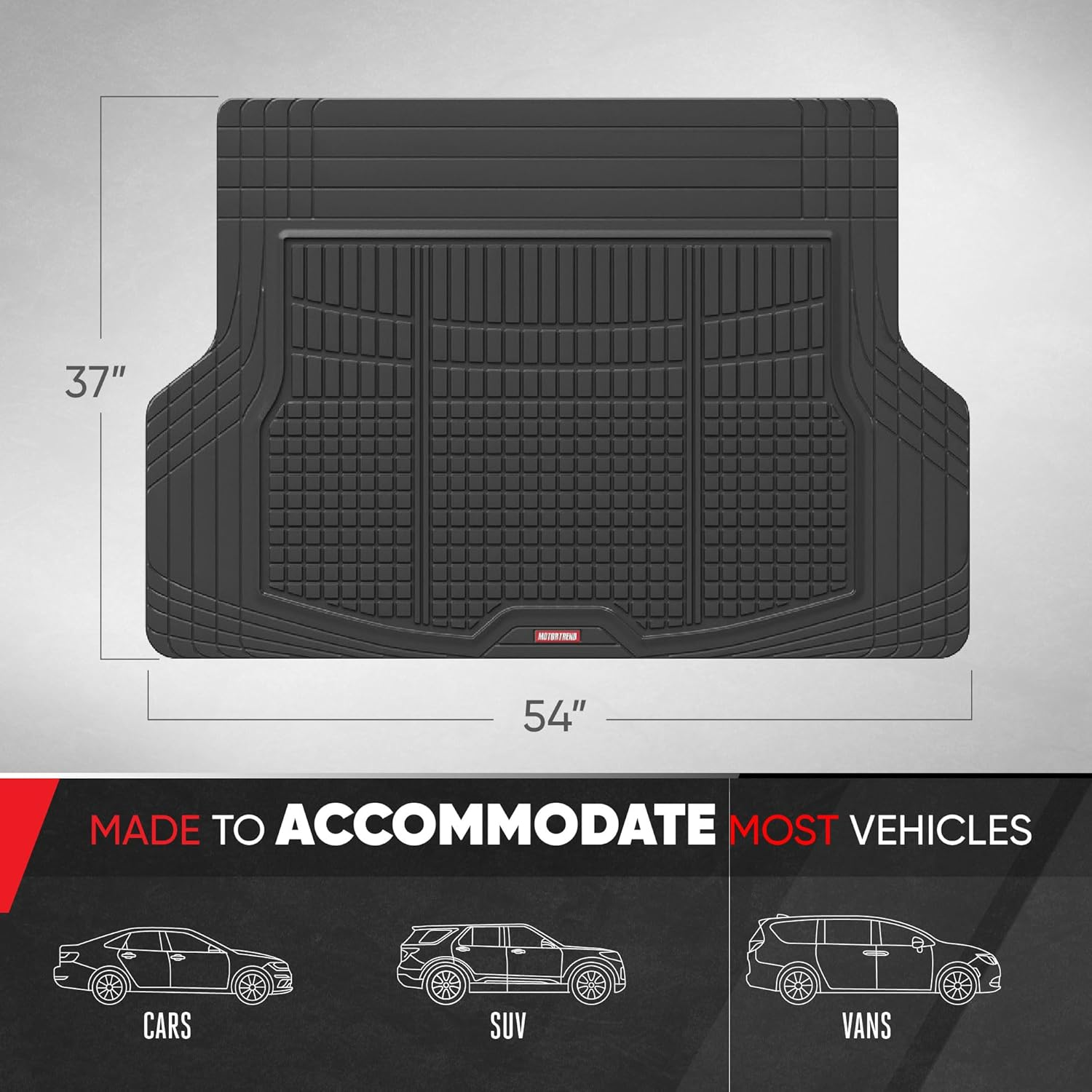 Motor Trend Premium Flextough All-Protection Cargo Mat Liner &ndash; W/Traction Grips & Fresh Design, Heavy Duty Trimmable Trunk Liner for Car Truck SUV, Black (OF-985-BK) - Gray image number 3