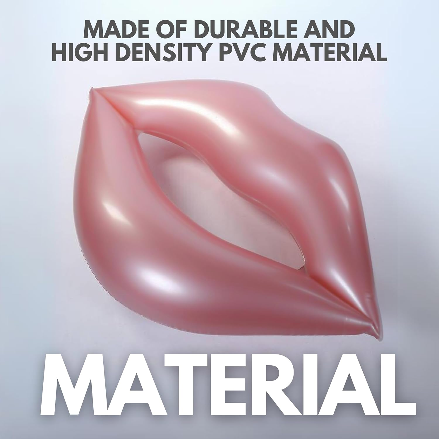 Giant Pink Lips Pool Float &ndash; 46 X 30 Inch Adult Water Lounger Large Pool Float Inflatable Mouth Print Floating Row Water Toy Rest Swimming Pool Float image number 4