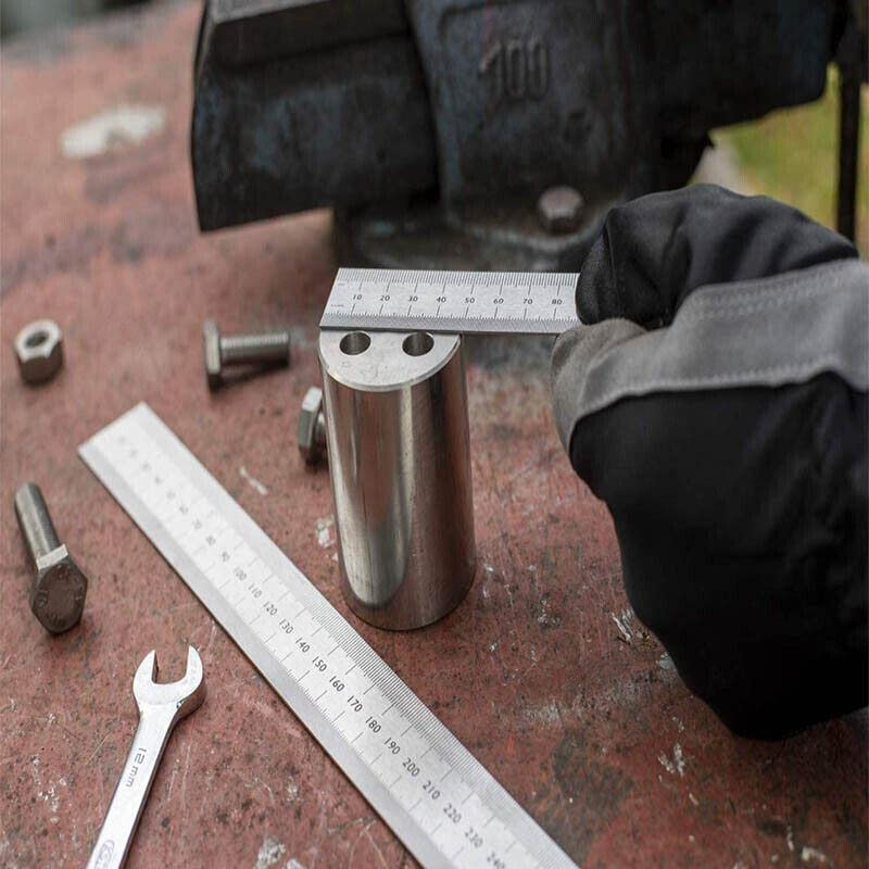 1/2 X 10Cm 15Cm 20Cm Double Sided Stainless Steel Metal Ruler Rule Precision, Durable, Professional Measuring Tool with 1Mm Graduation image number 3