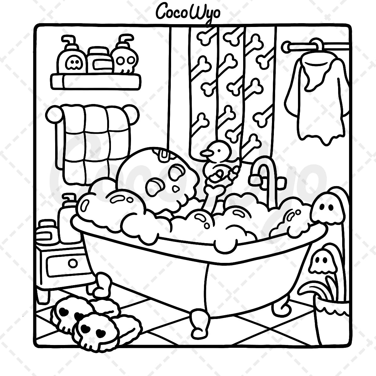 Spooky Cutie: Coloring Book for Adults and Teens Featuring Adorable Creepy Creatures in Cozy Hygge Moments for Relaxation image number 1