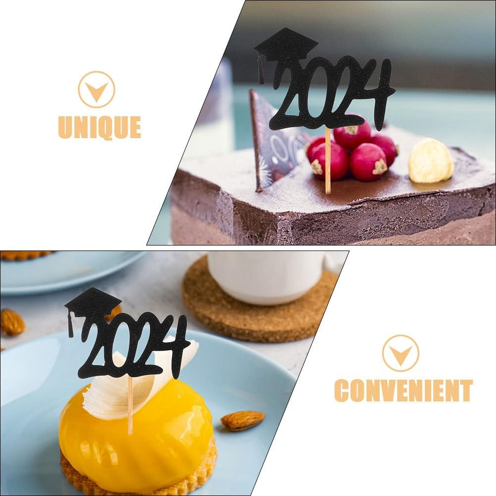 Totority Decorate 20Pcs Graduation Flag Appetizer Picks Graduation Party Decor Dessert Picks Graduation Toppers Graduation Congrats Pick Graduation Caps Topper Cake Pull the Flag Paper image number 3