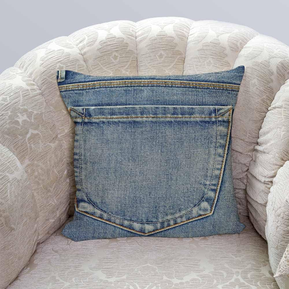 IBILIU Throw Pillow Covers Blue Country Empty Back Pocket of Jeans Denim Western Cushion Pillow Case Home Decor Pillowcase 18X18 Inches image number 1