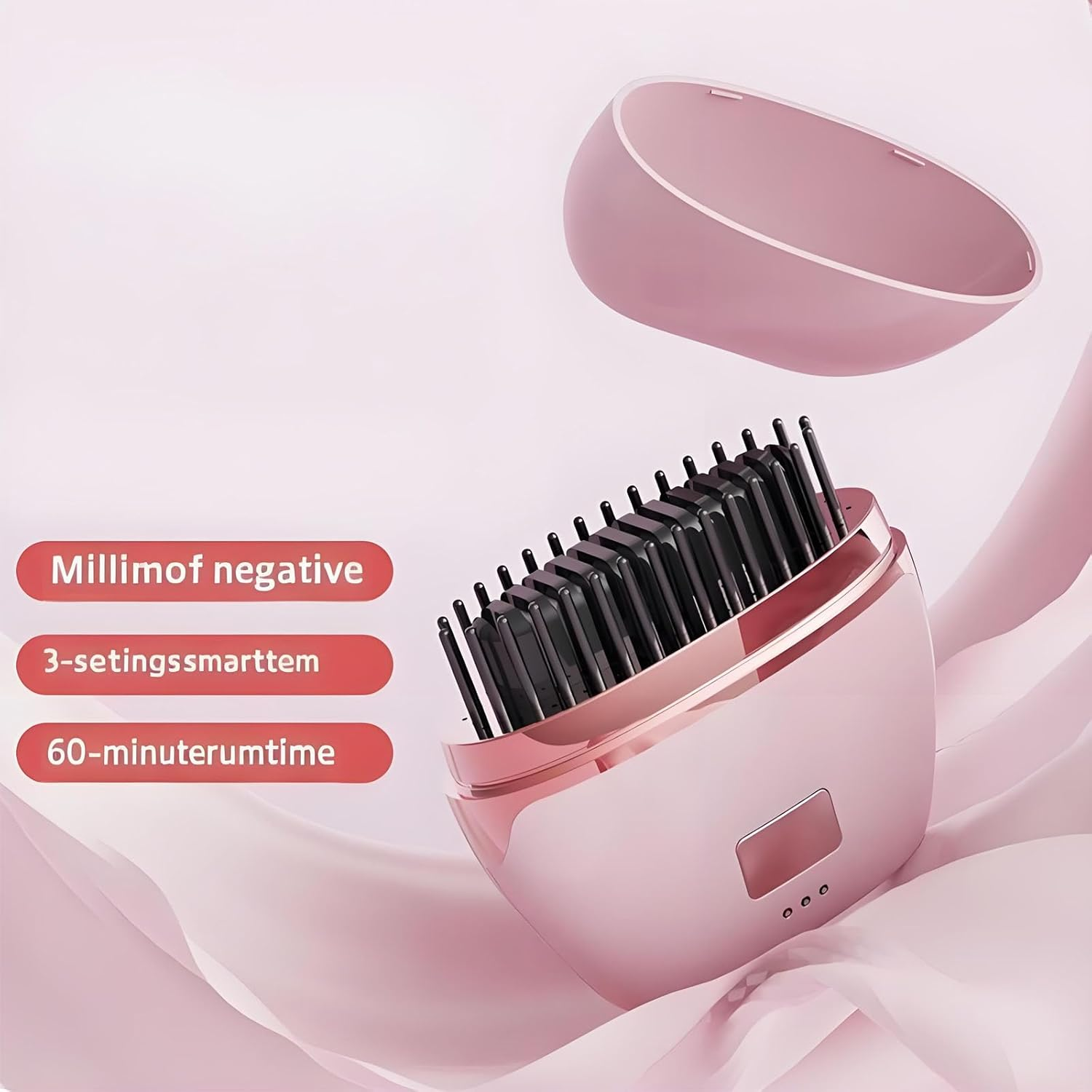 Cordless Hair Straightening Brush, Mini Travel Hair Straightener,Go Brush Pro,Fast Heating, 3 Temperature Settings, Rechargeable image number 3