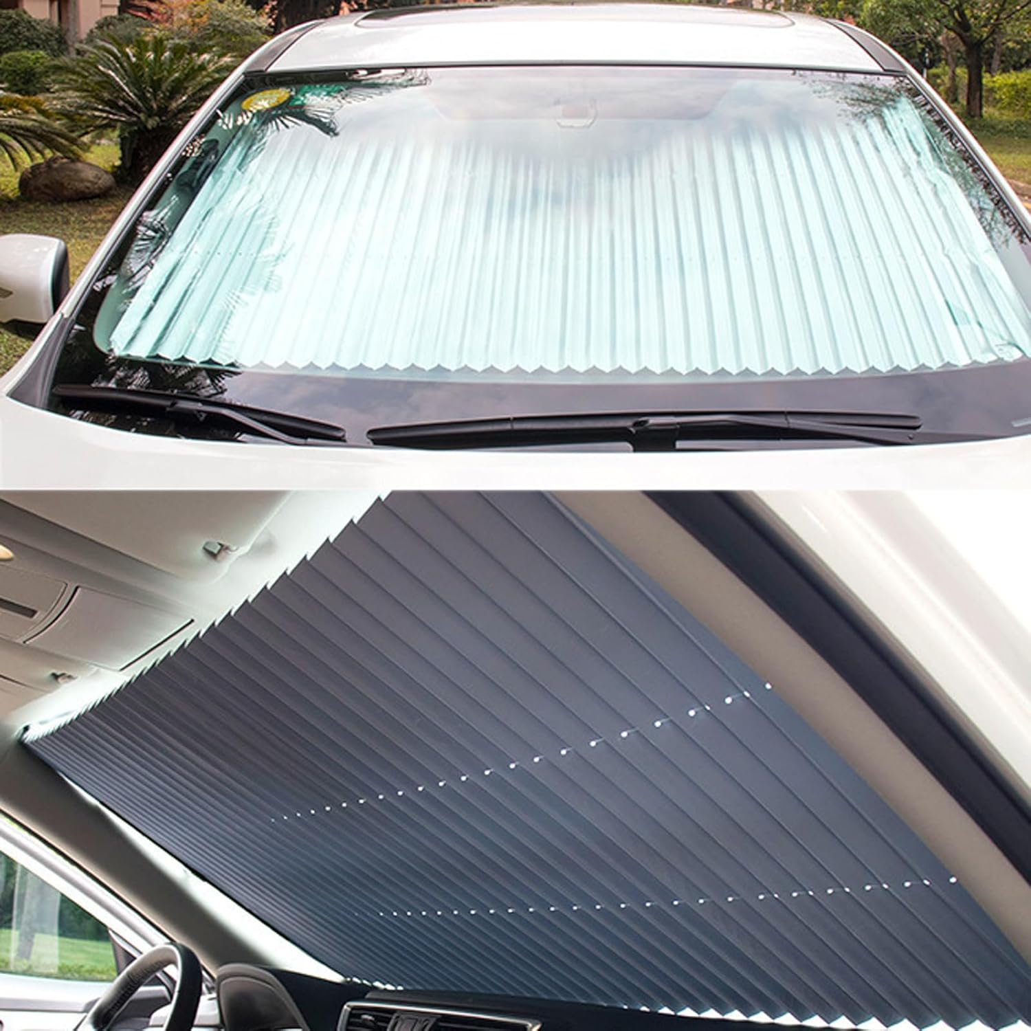 Car Retractable Curtain with UV Protection, Cool Windshield Sunshade, Sun Shade For, , Extra Large Shade(46Cm/18.1In) image number 2