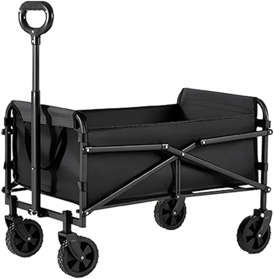 AIMALL 27.5 Inch Portable Folding Camping Trolley Cart, Lightweight Outdoor Wagon with Adjustable Handle, 360&deg; Wheels, Heavy-Duty Steel Frame