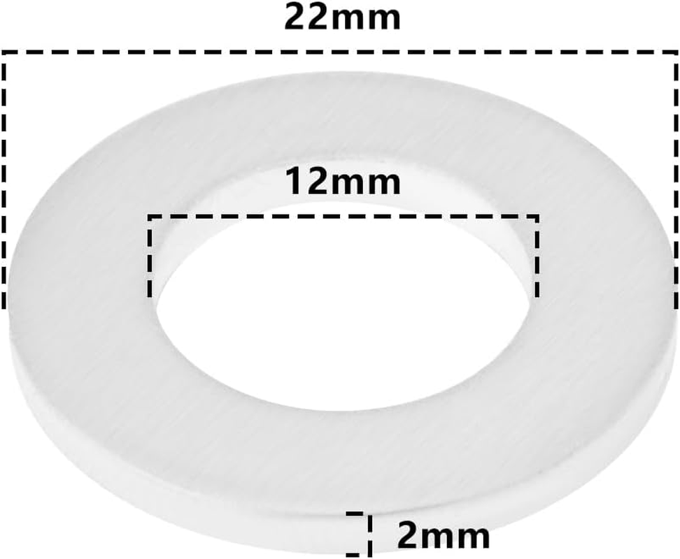 20PCS Oil Drain Plug Gaskets Compatible with Kawasaki Ninja H2 SX (ZX1002PPFNN)/W800 (EJ800EPFNN) OE 92065-097 Outer Diameter 22Mm Inner Diameter 12Mm Height 2Mm Aluminum image number 2