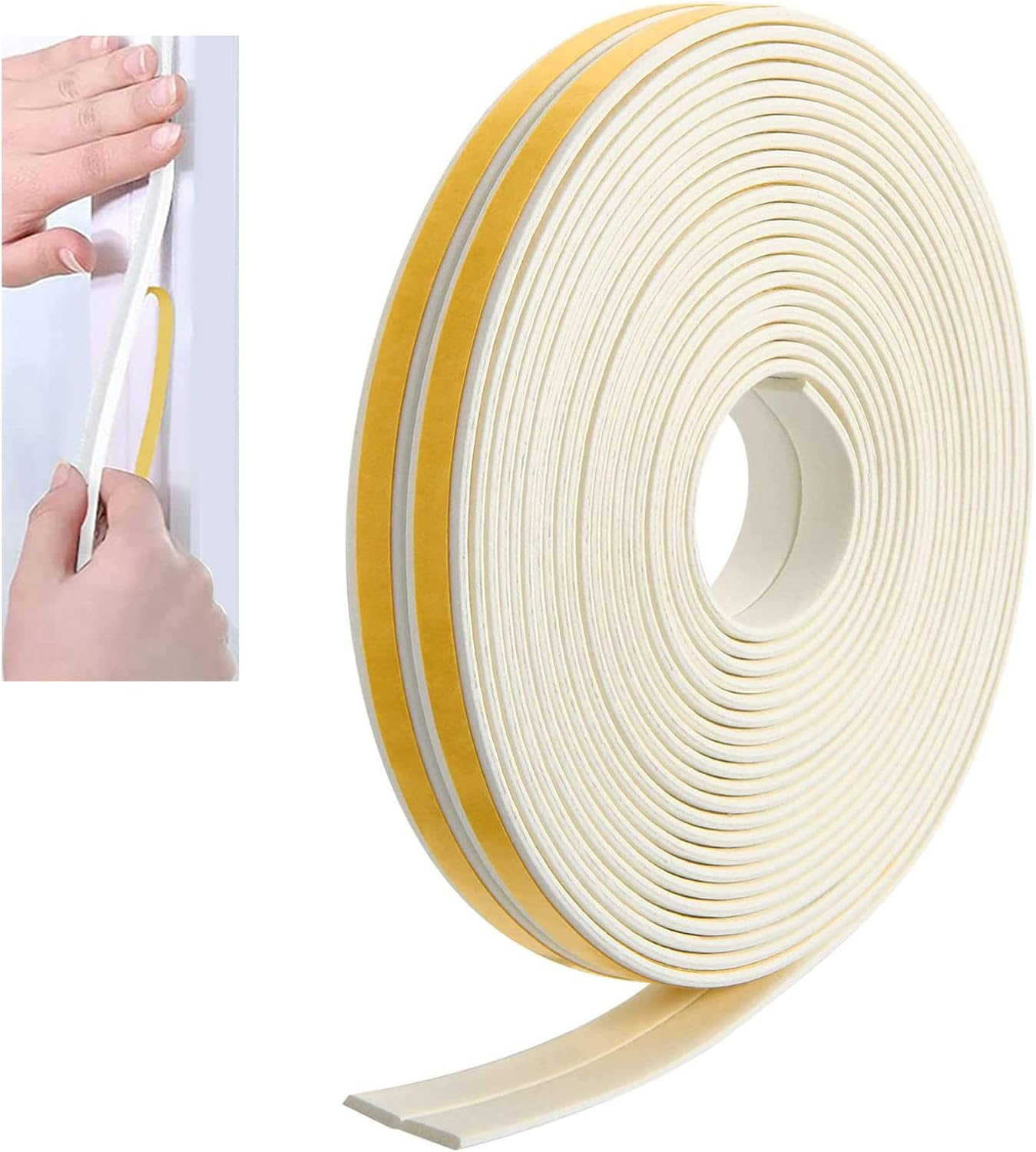 12 M Self-Adhesive Sealing Tape for Doors Windows, 9 Mm (W) X 2 Mm (D) Foam Tape, Foam Strips, Door Seal Window Rubber Seal for Anti-Collision, Soundproofer, Waterproof (White) image number 6