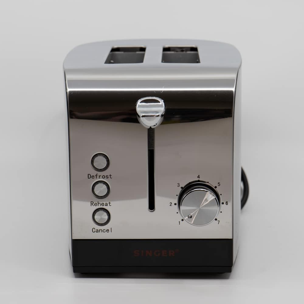 Singer 2 Slice Stainless Steel Toaster, Black image number 3