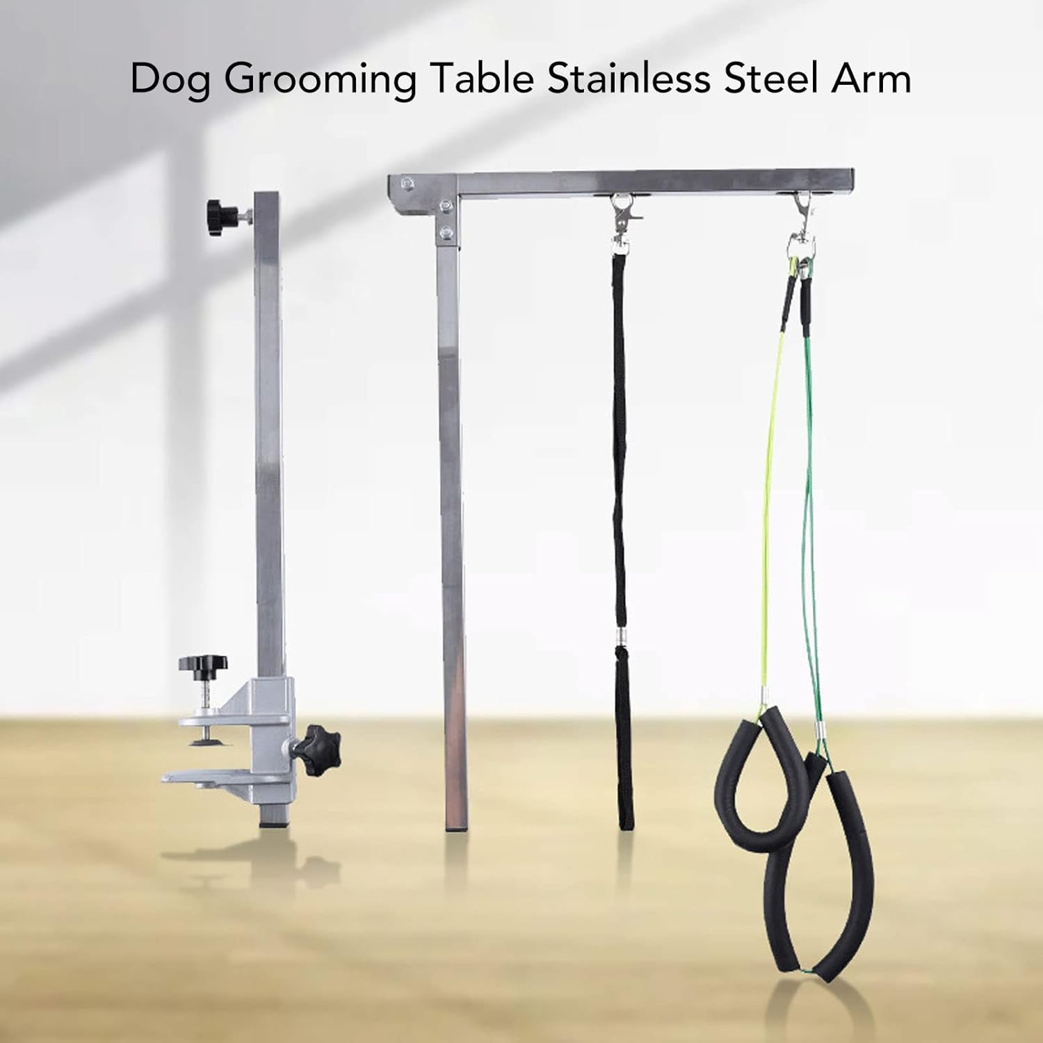 Dog Grooming Arm with Clamp, 35Inch Height Adjustable Dog Grooming Table Arm, Heavy Duty Stainless Steel Frame, Foldable Pet Grooming Supplies for Small Medium Dogs