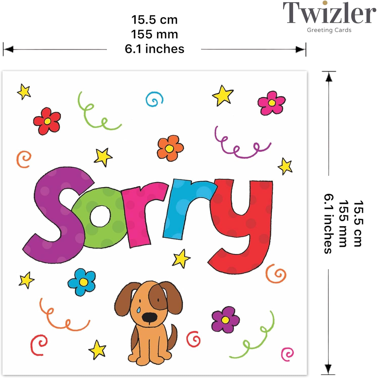 Twizler Sorry Card - I'M Sorry Card for Any Apology Occasion - Flowers and Crying Puppy Design image number 4