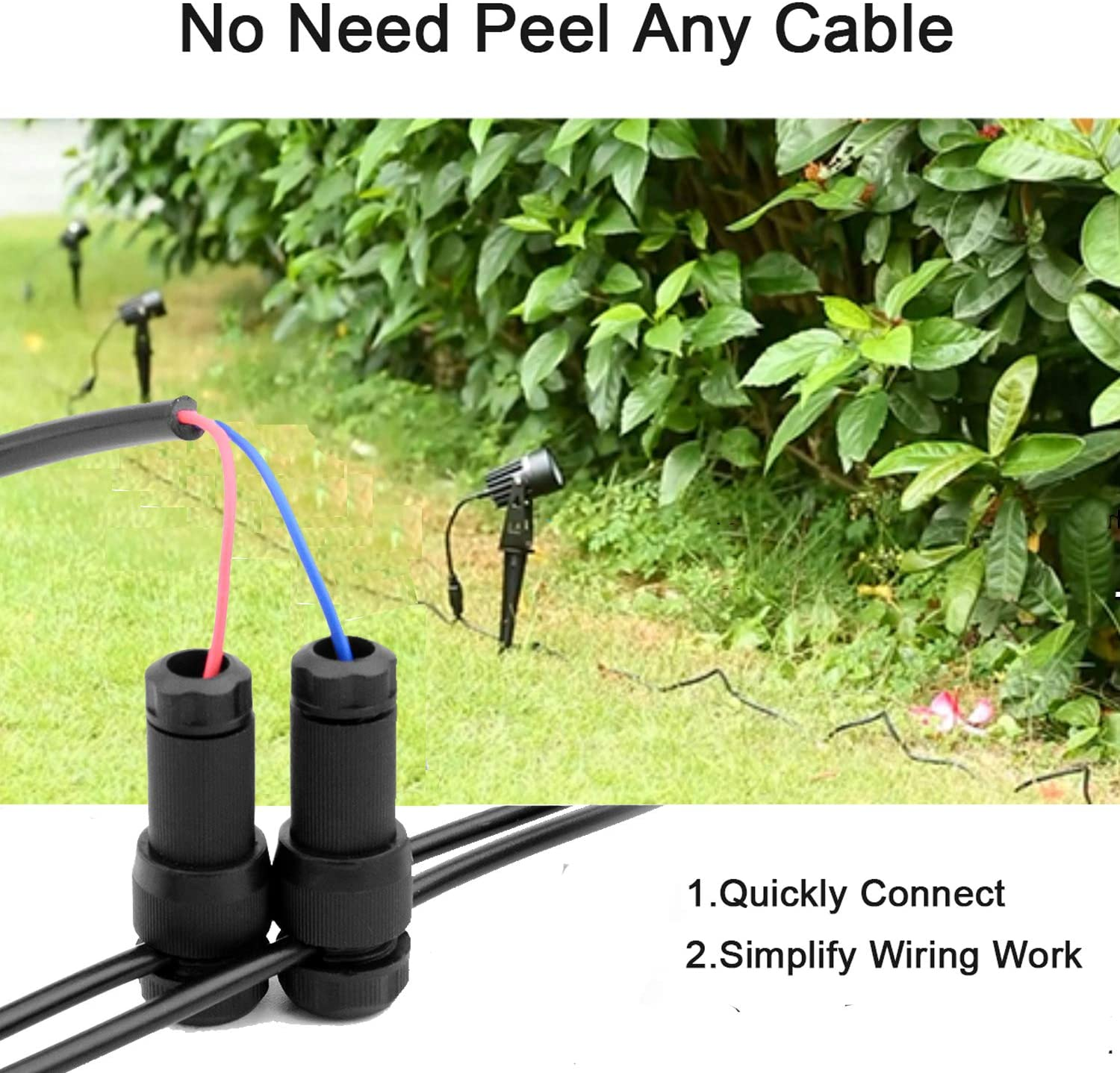 Icreating 22Pack Low Voltage Waterproof Replacement Landscape Light Cable Connector 12-20 Gauge Wire Connectors for Landscape Lighting Path Lights image number 2