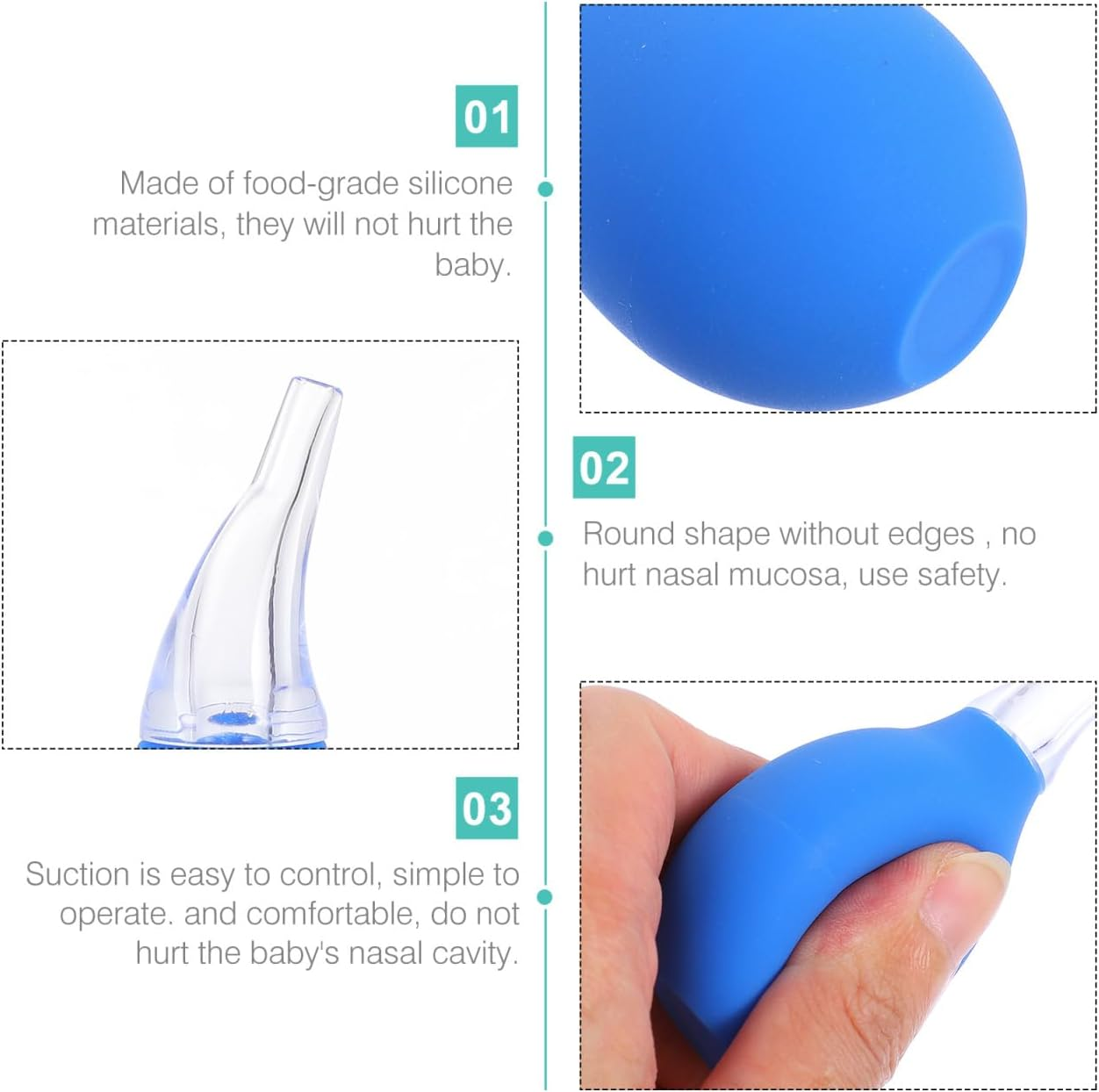 Manual Baby Nose 6Pcs Newborn Nasal Nose Cleaner Silicone Baby Nasal Set Practical Snot Cleaner and Suction for Infants, Safe and Easy to Use, Ideal for Health & Care